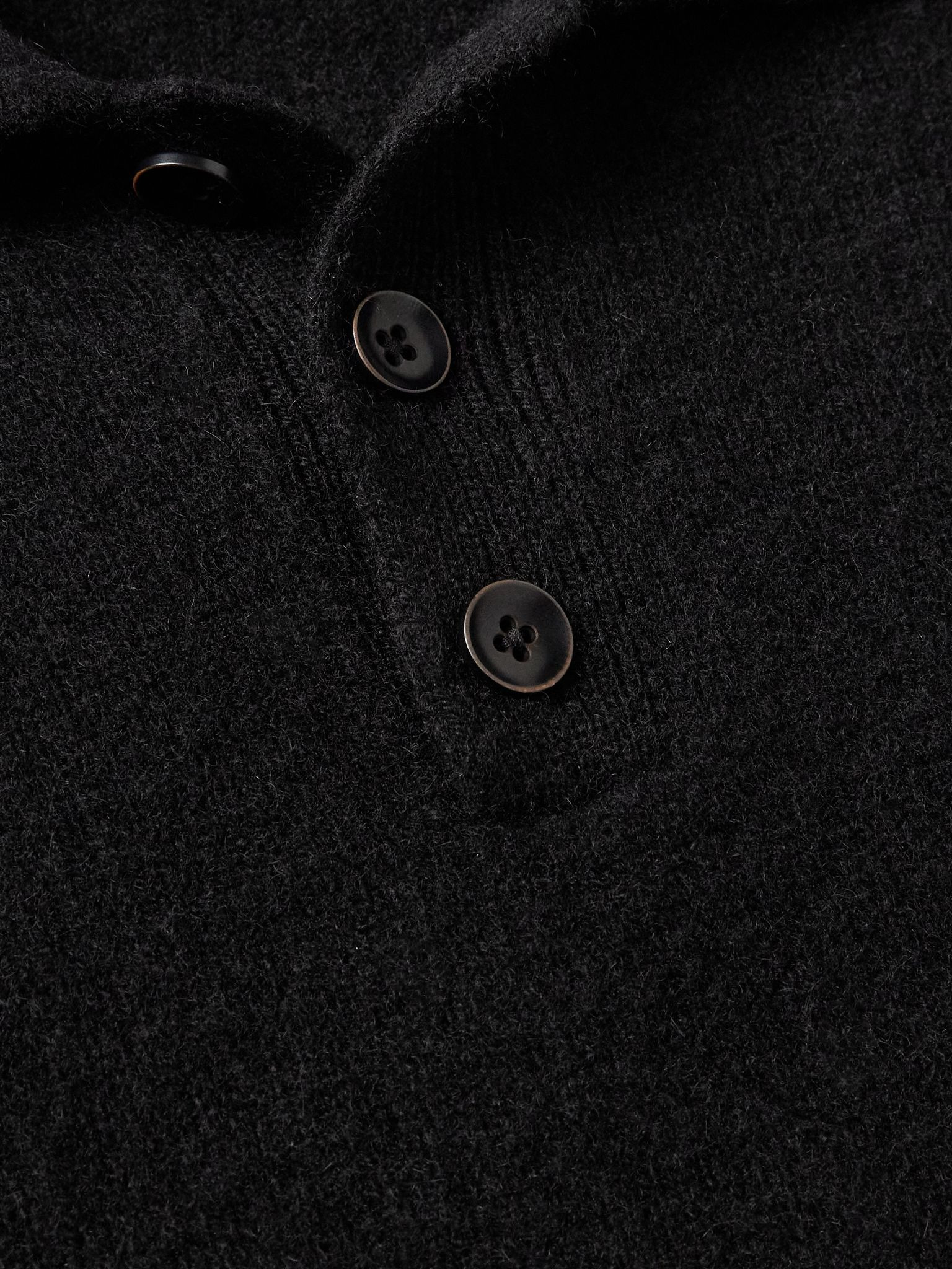 Brushed-Cashmere Polo Shirt Black - 4