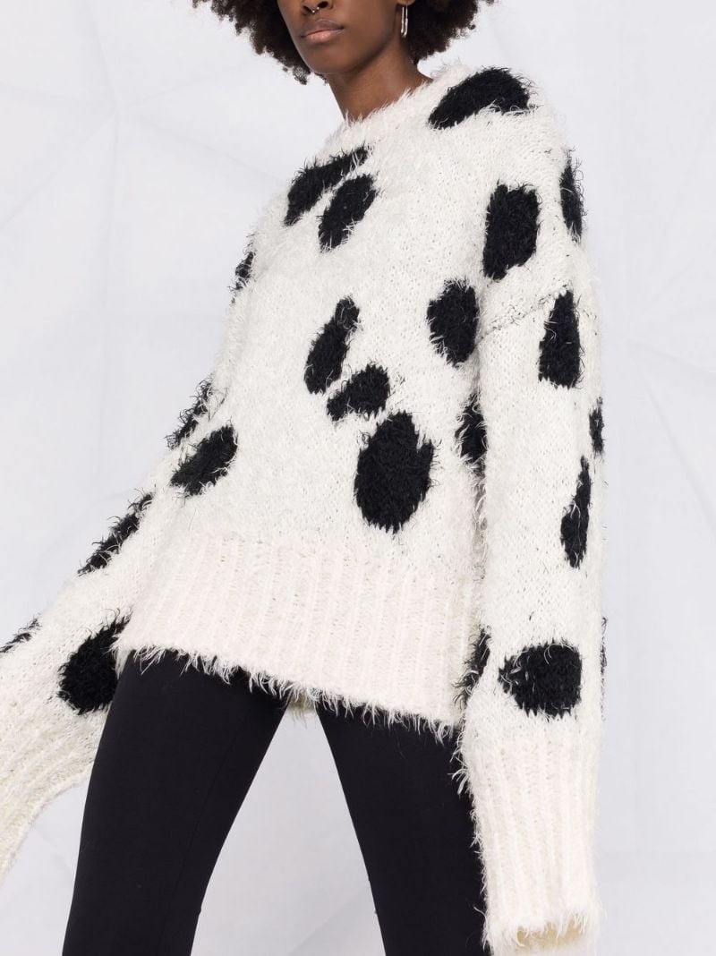 cow-print knitted jumper - 5