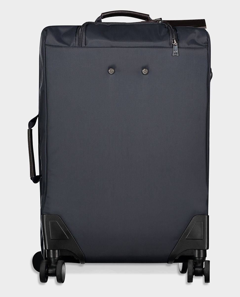 Recycled fabric Luggage Suitcase with leather details - 3