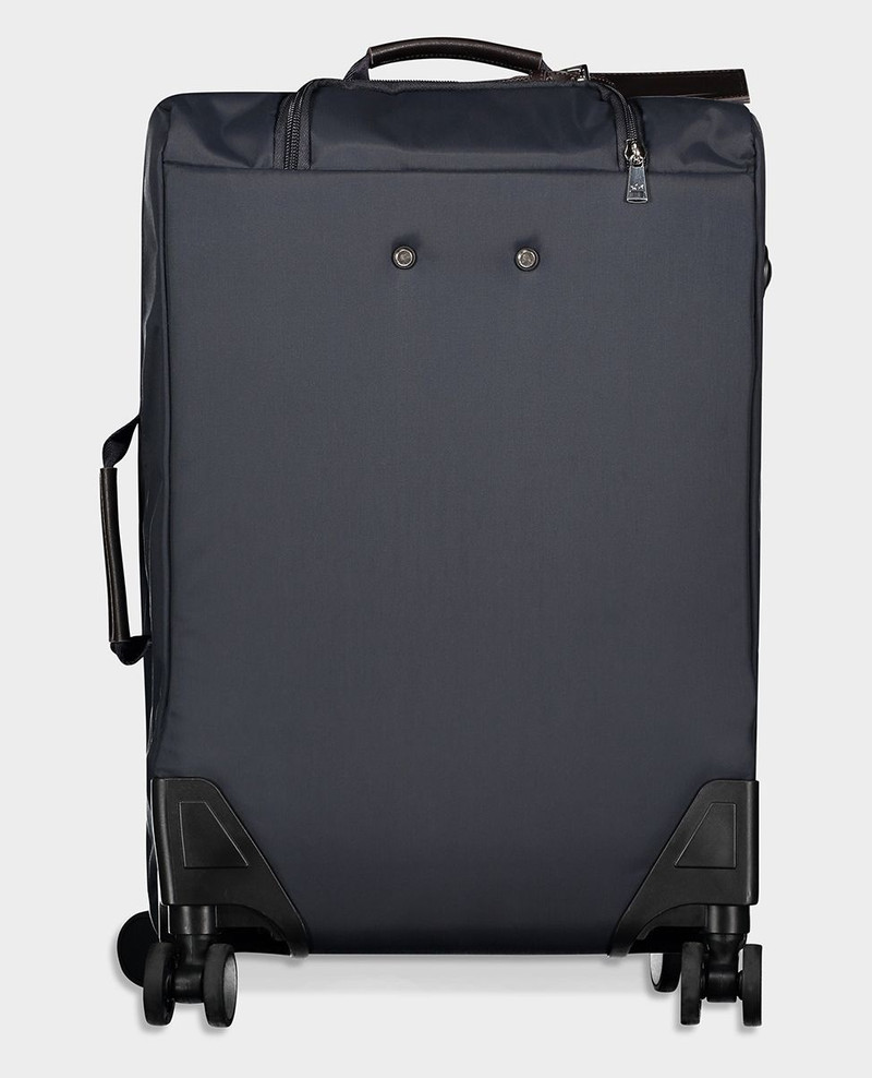 Recycled fabric Luggage Suitcase with leather details 3