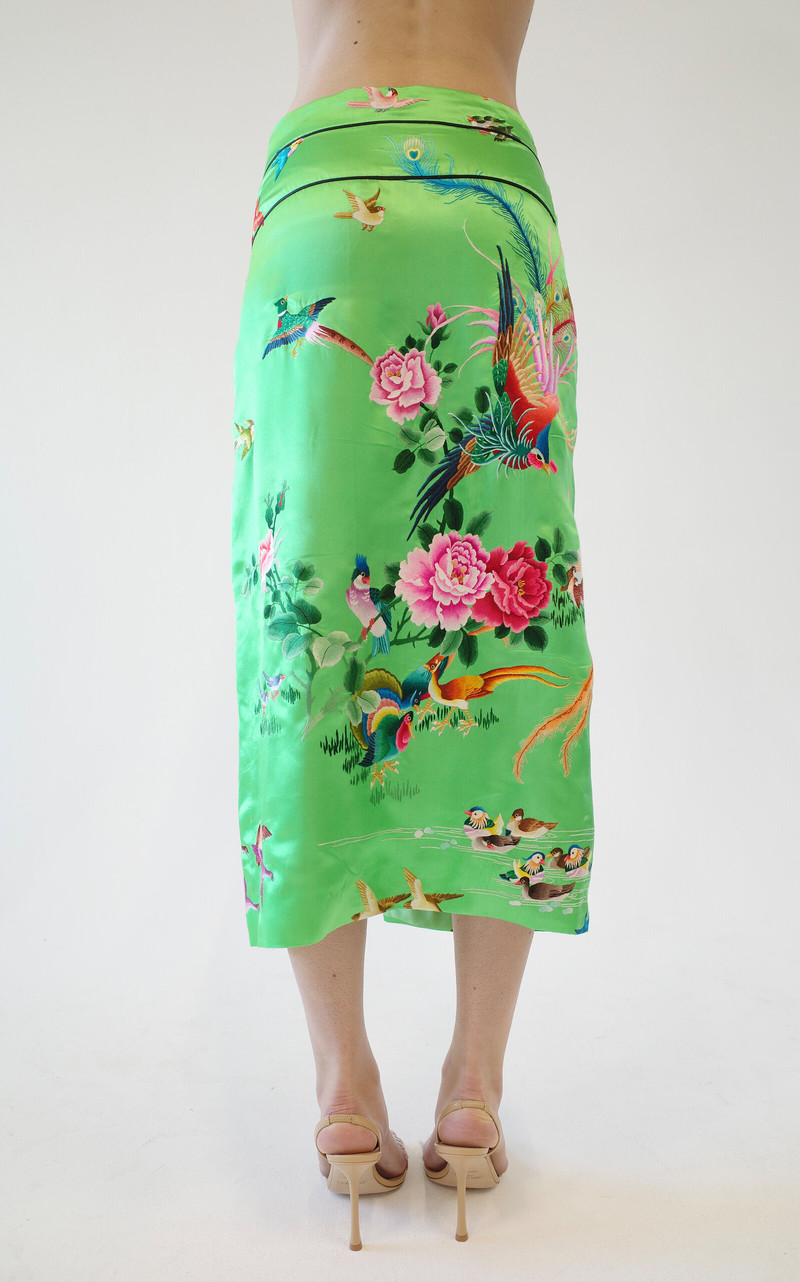 Tapestry Patterned Silk Midi Skirt green 7