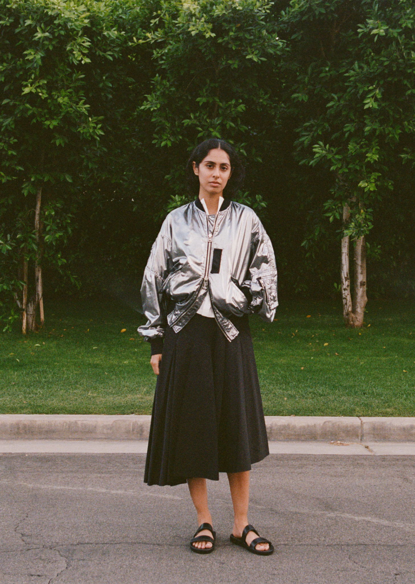 Foiled Cotton Bomber Jacket - 5