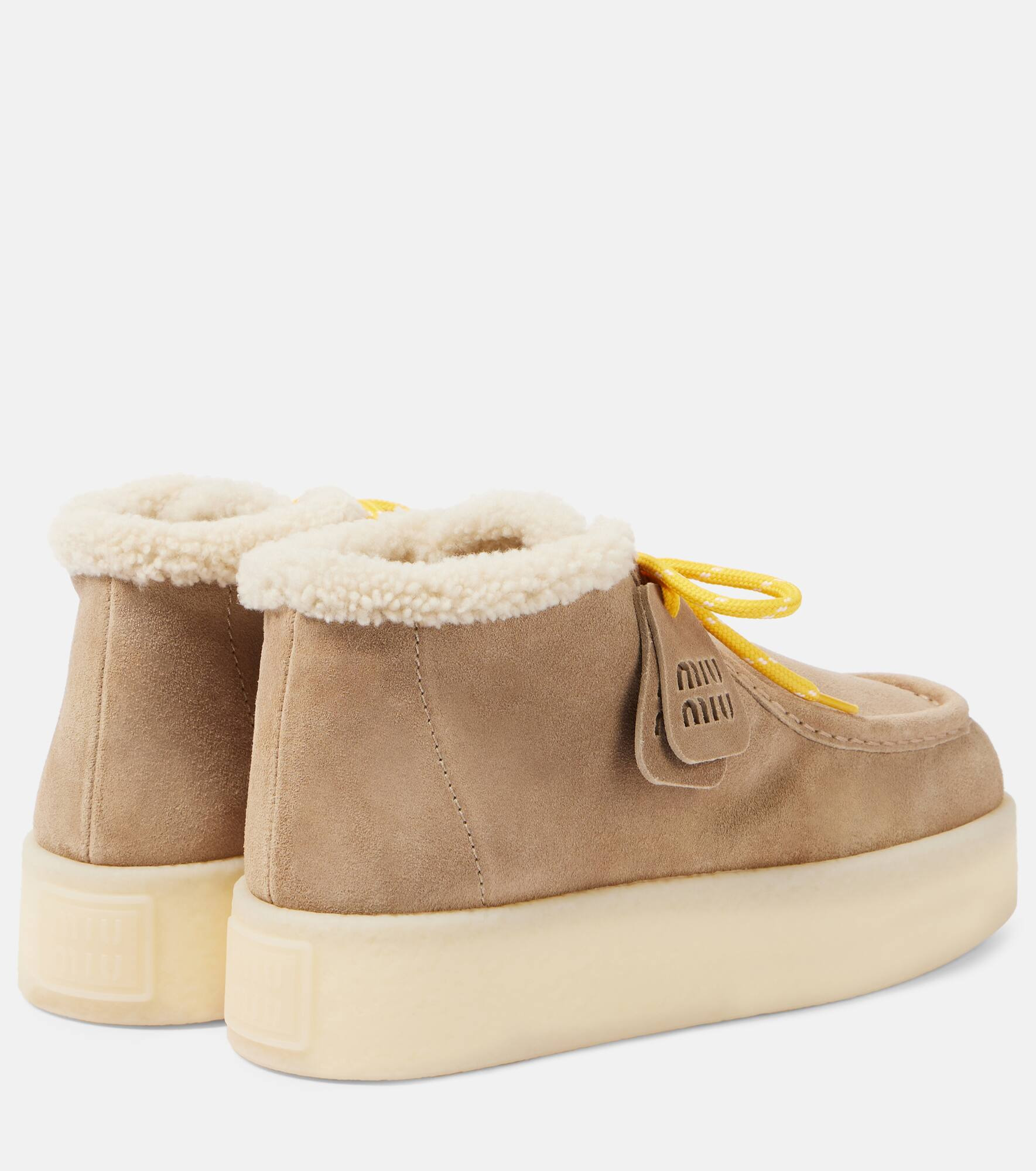 Shearling-lined leather platform ankle boots - 2