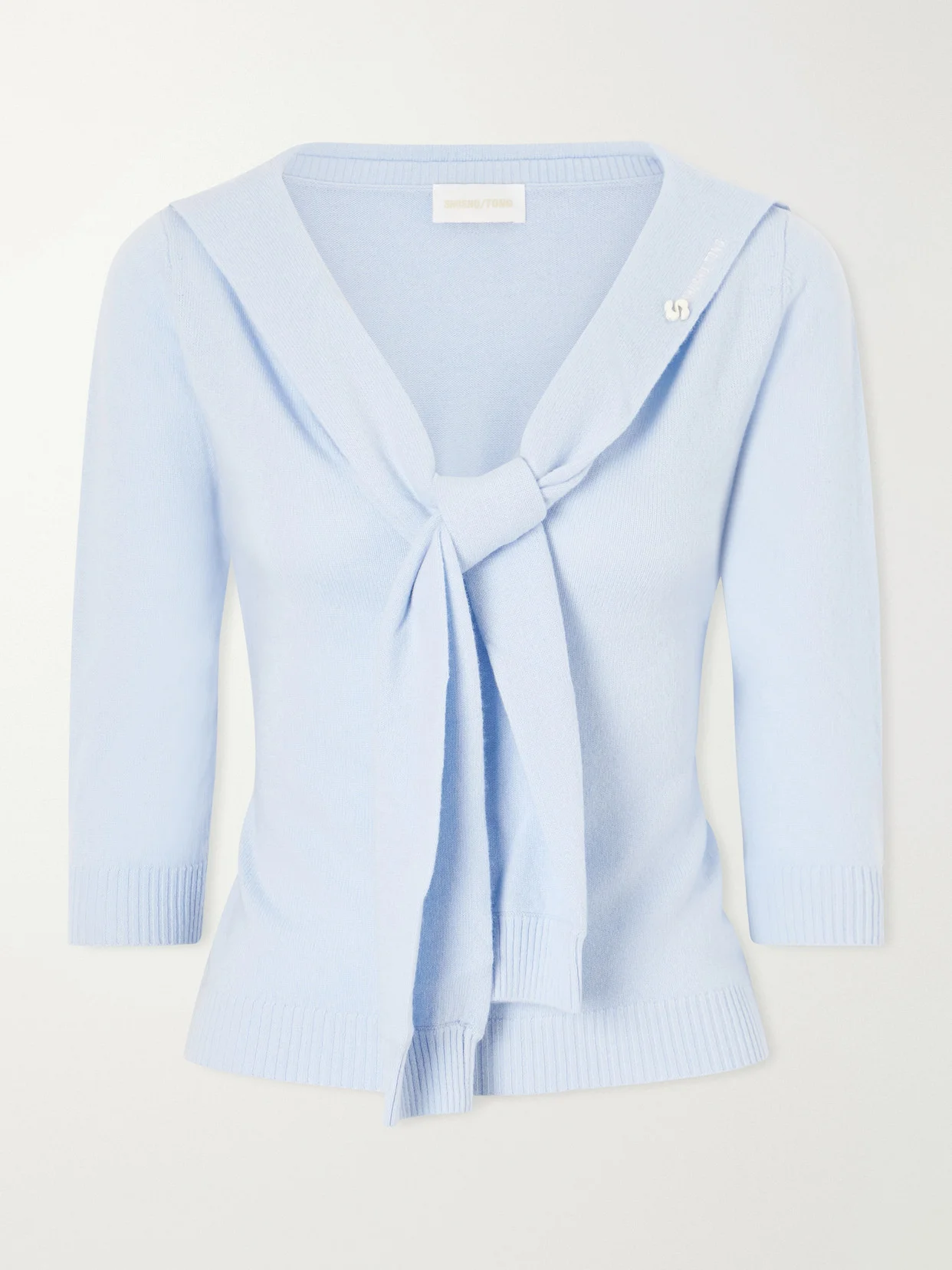 Logo-appliquéd Tie-detailed Wool Sweater - 1