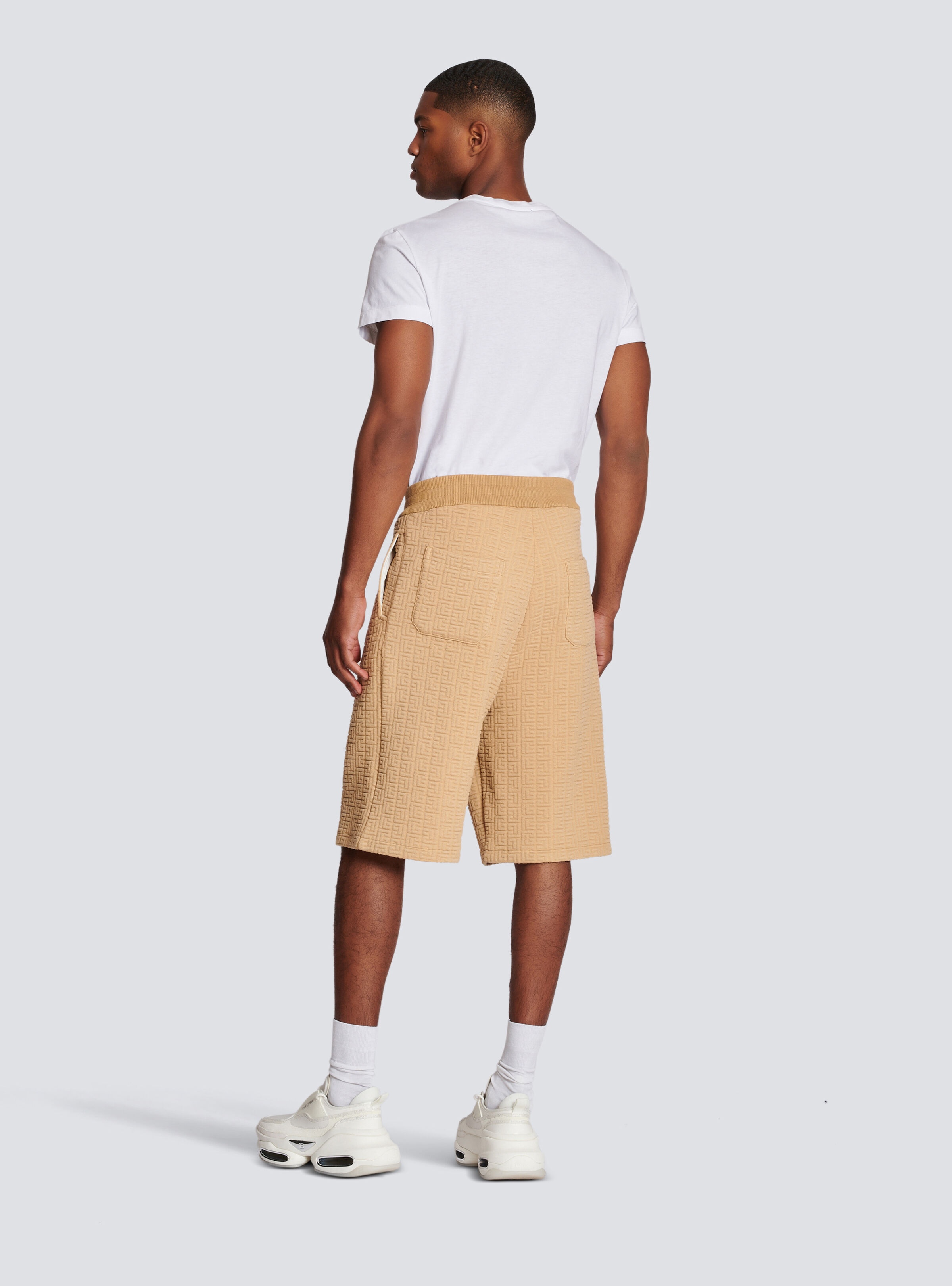 Bermuda shorts with embossed Balmain monogram - 4