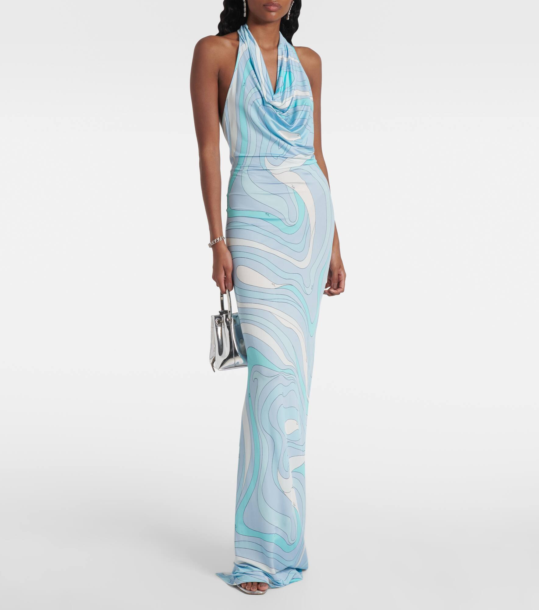 Marmo halterneck satin jersey maxi dress - 2