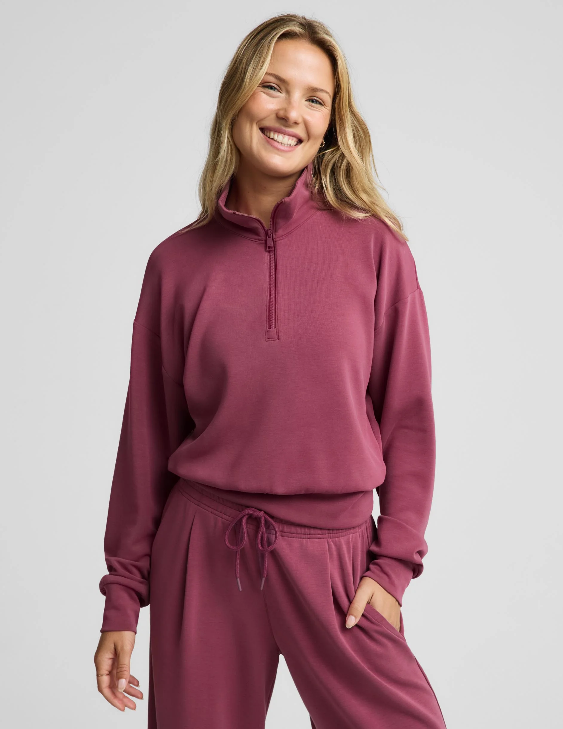 Luxe Sandwash Half Zip Pullover - 1