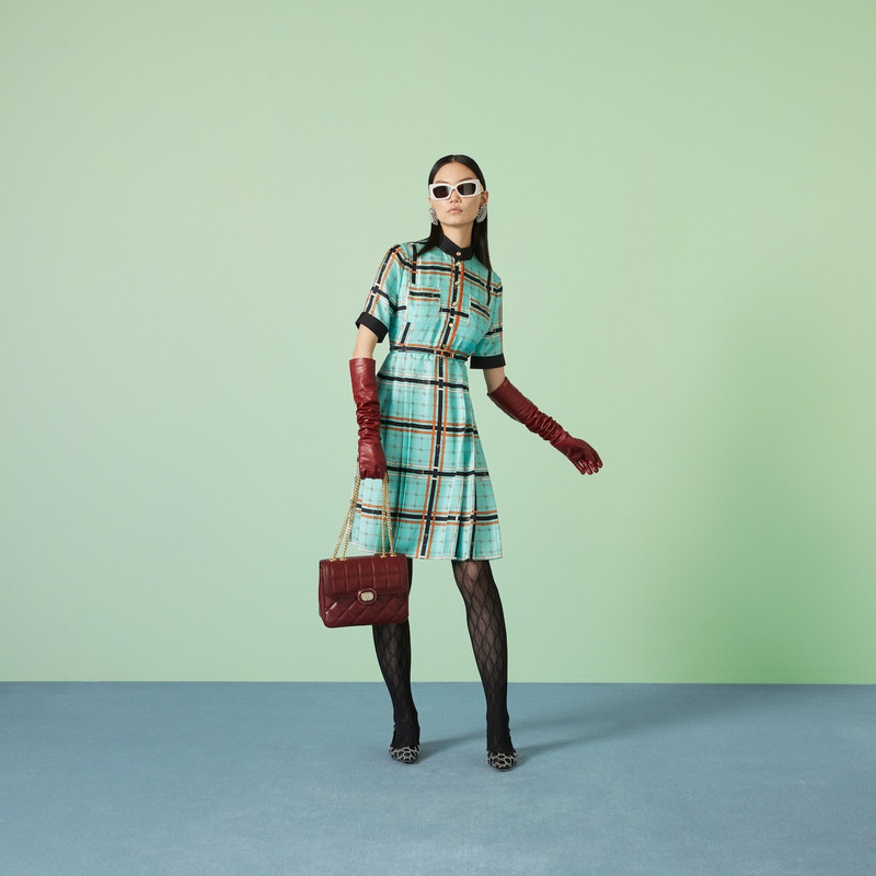GUCCI GG belt print silk dress outlook