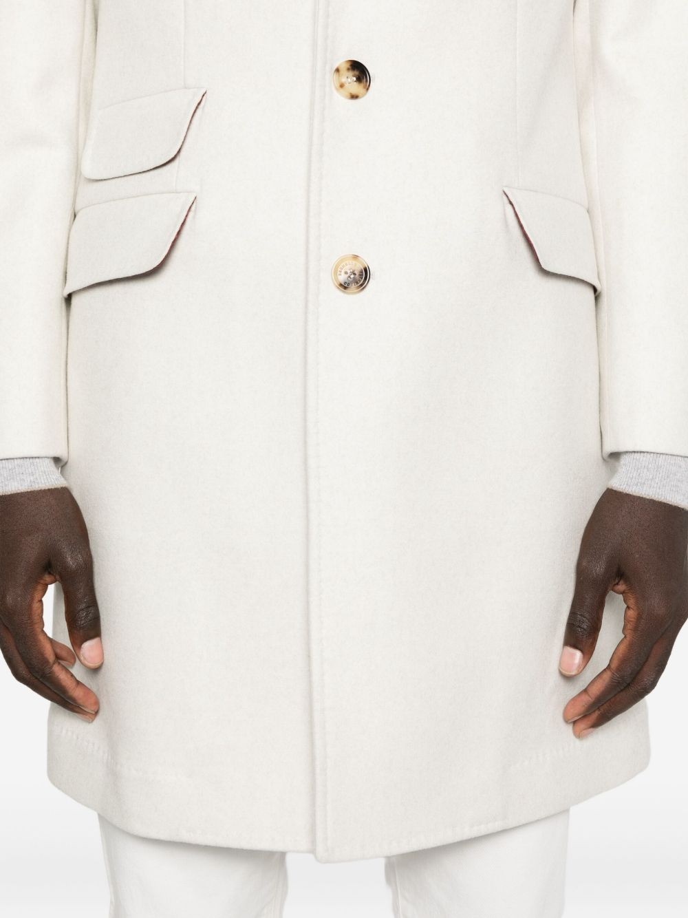 gold-button patch-pocket coat - 5