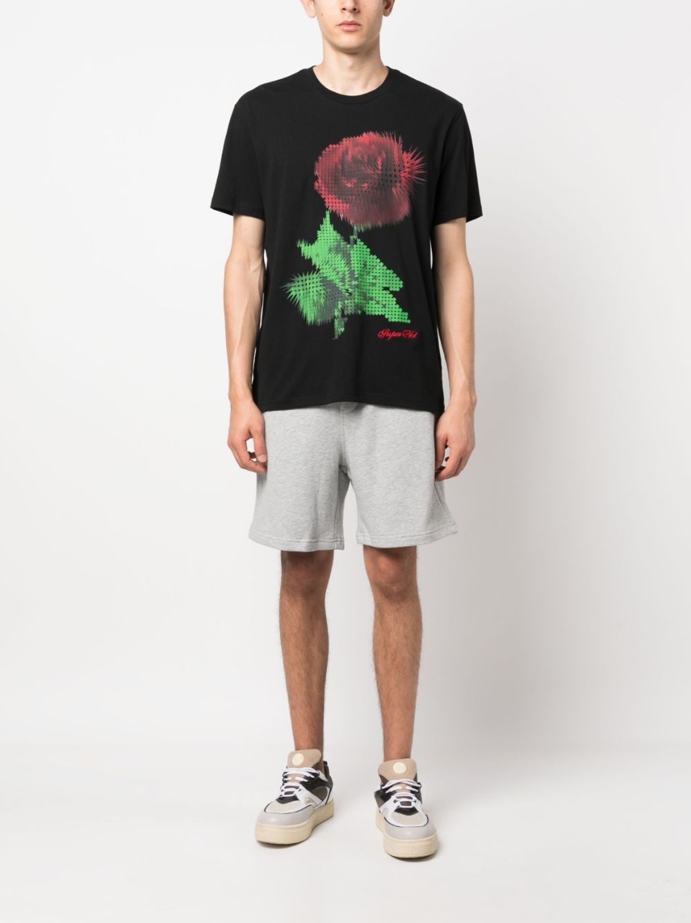 Pixel-kash print cotton T-shirt - 2