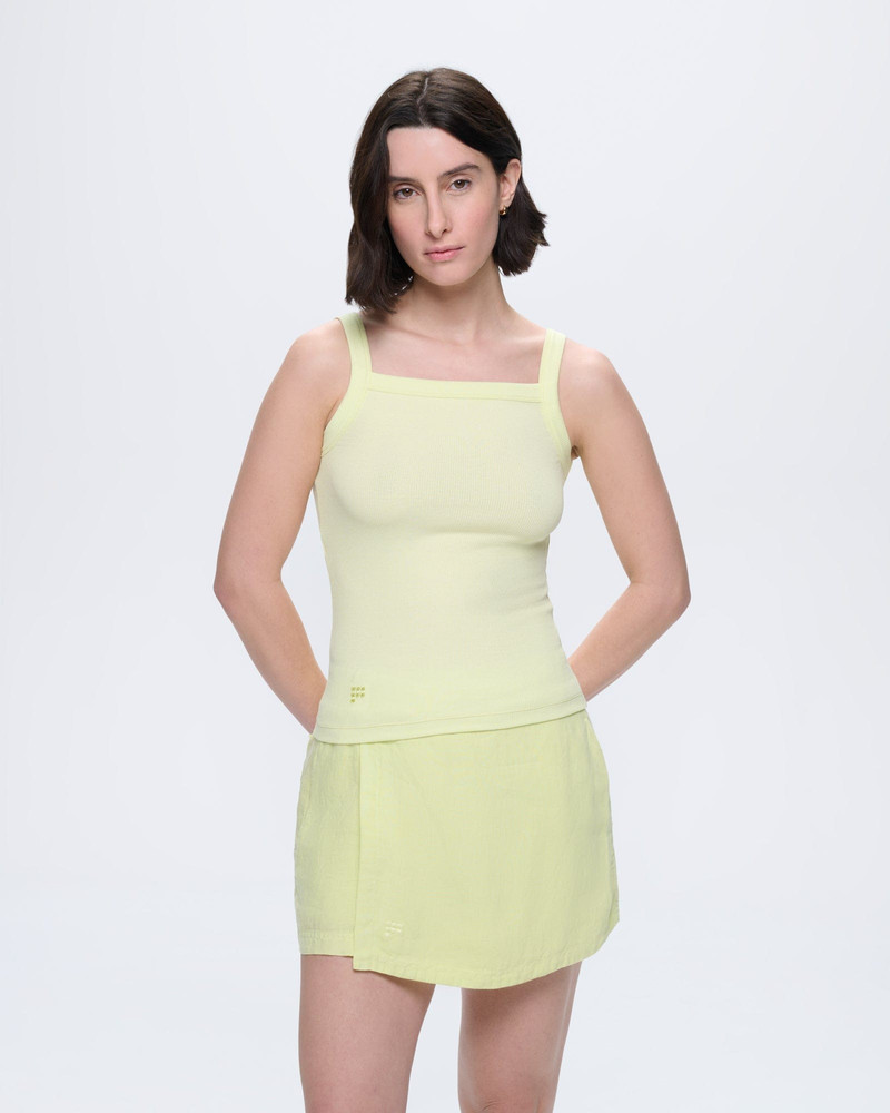 PANGAIA Womens Rib Square Neck Tank Top - Soft Lime outlook