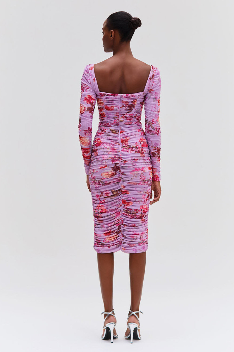 Floral Haze Stretch Tulle Midi Dress 3
