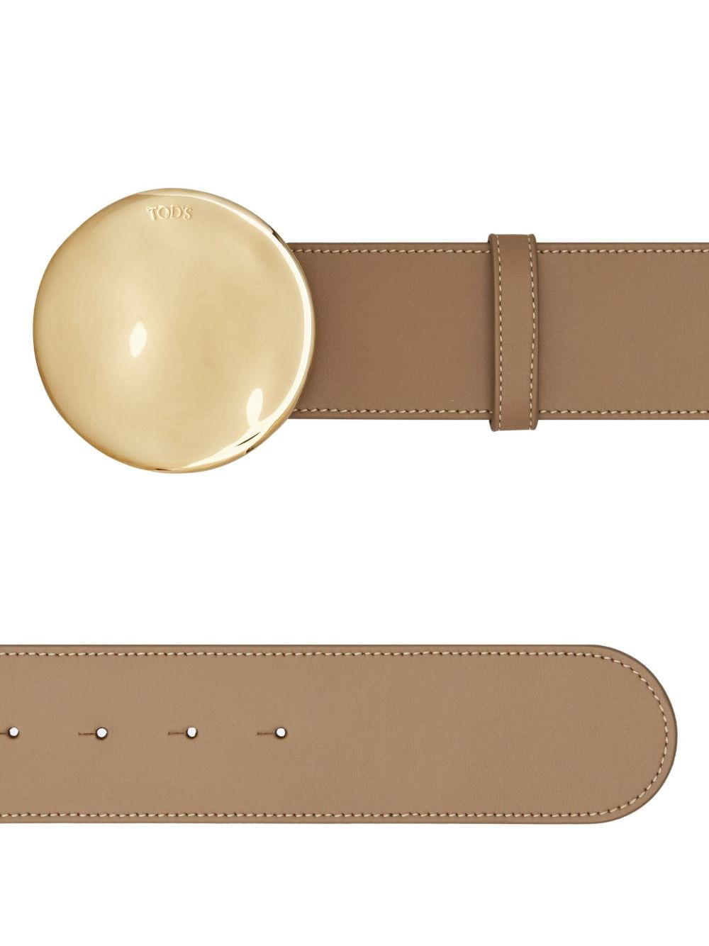 circular-buckle leather belt - 2