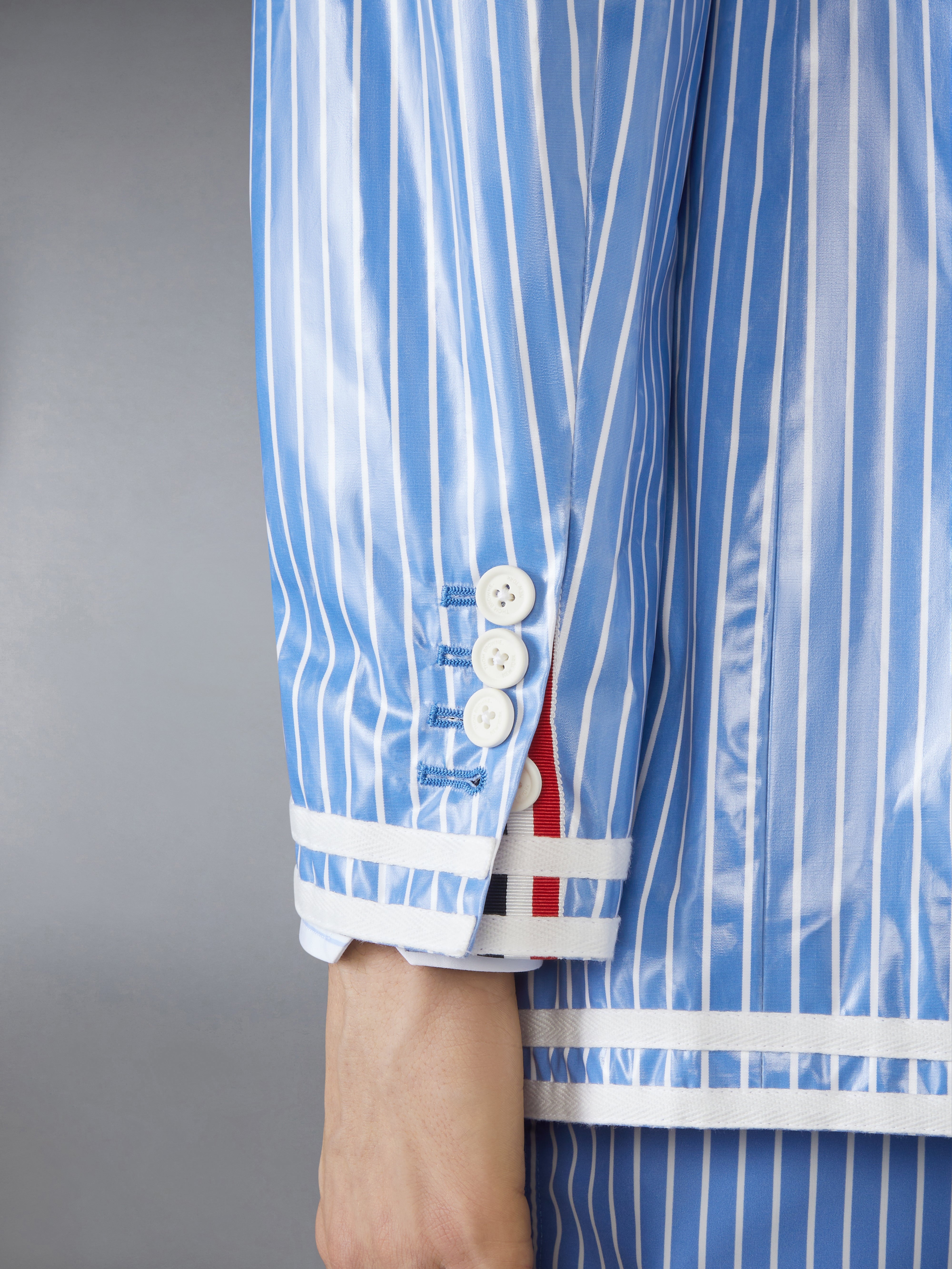 LAMINATED PINSTRIPE POPLIN UNSTRUCTURED SPORTSCOAT - 5