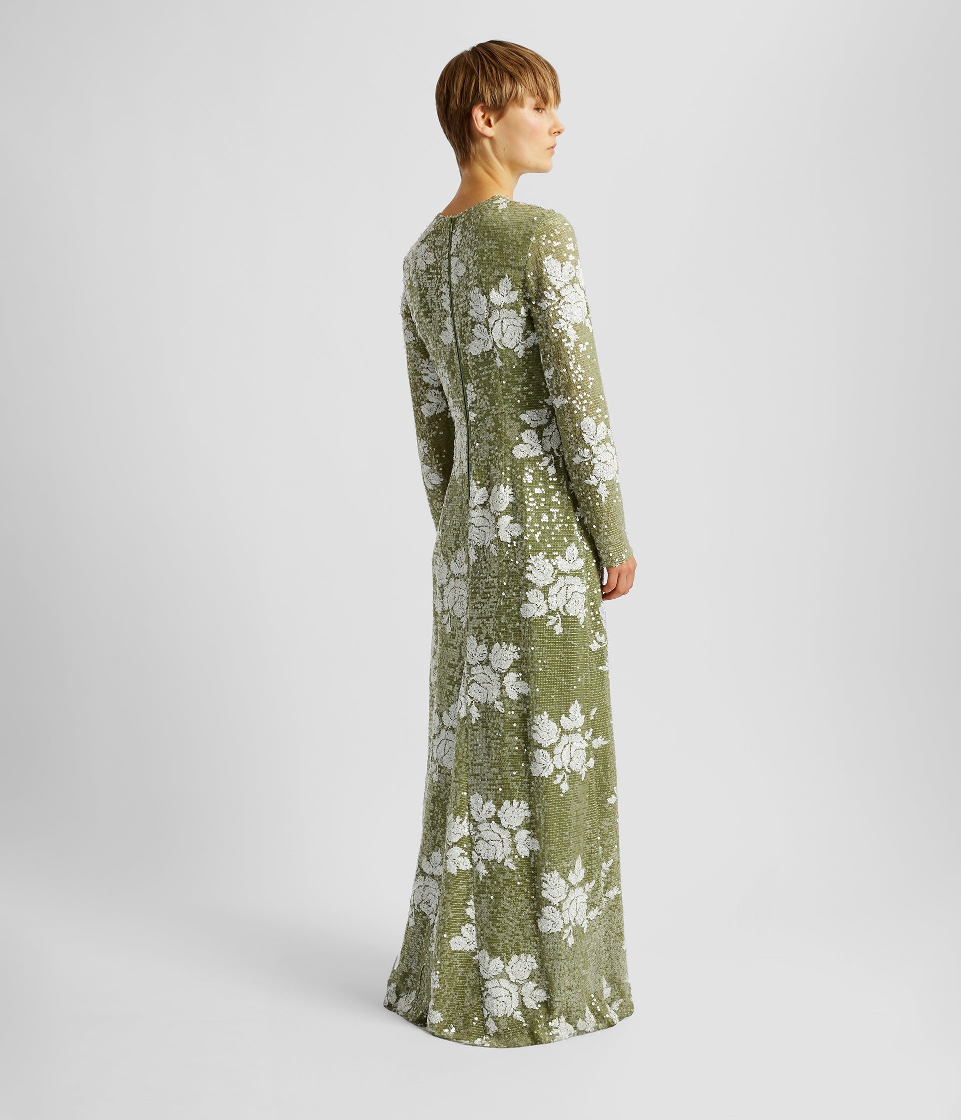 LONG SLEEVE A-LINE EVENING GOWN - 3