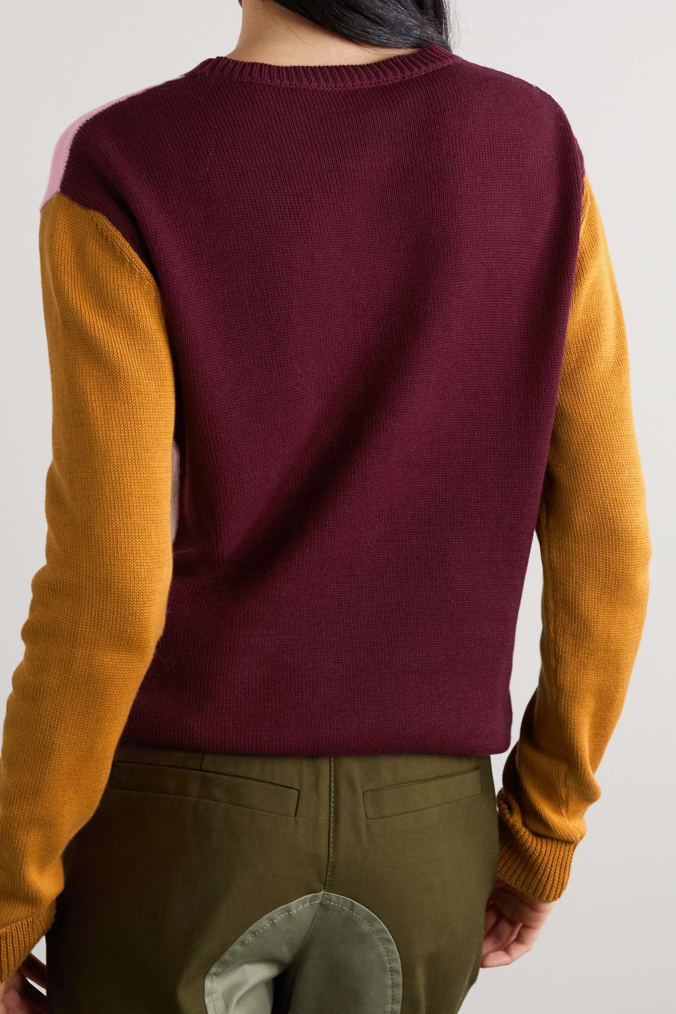 Embroidered color-block cotton sweater - 3