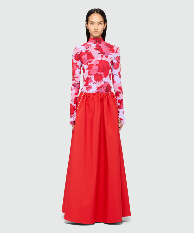 MSGM Long red nylon skirt with contrasting piping outlook