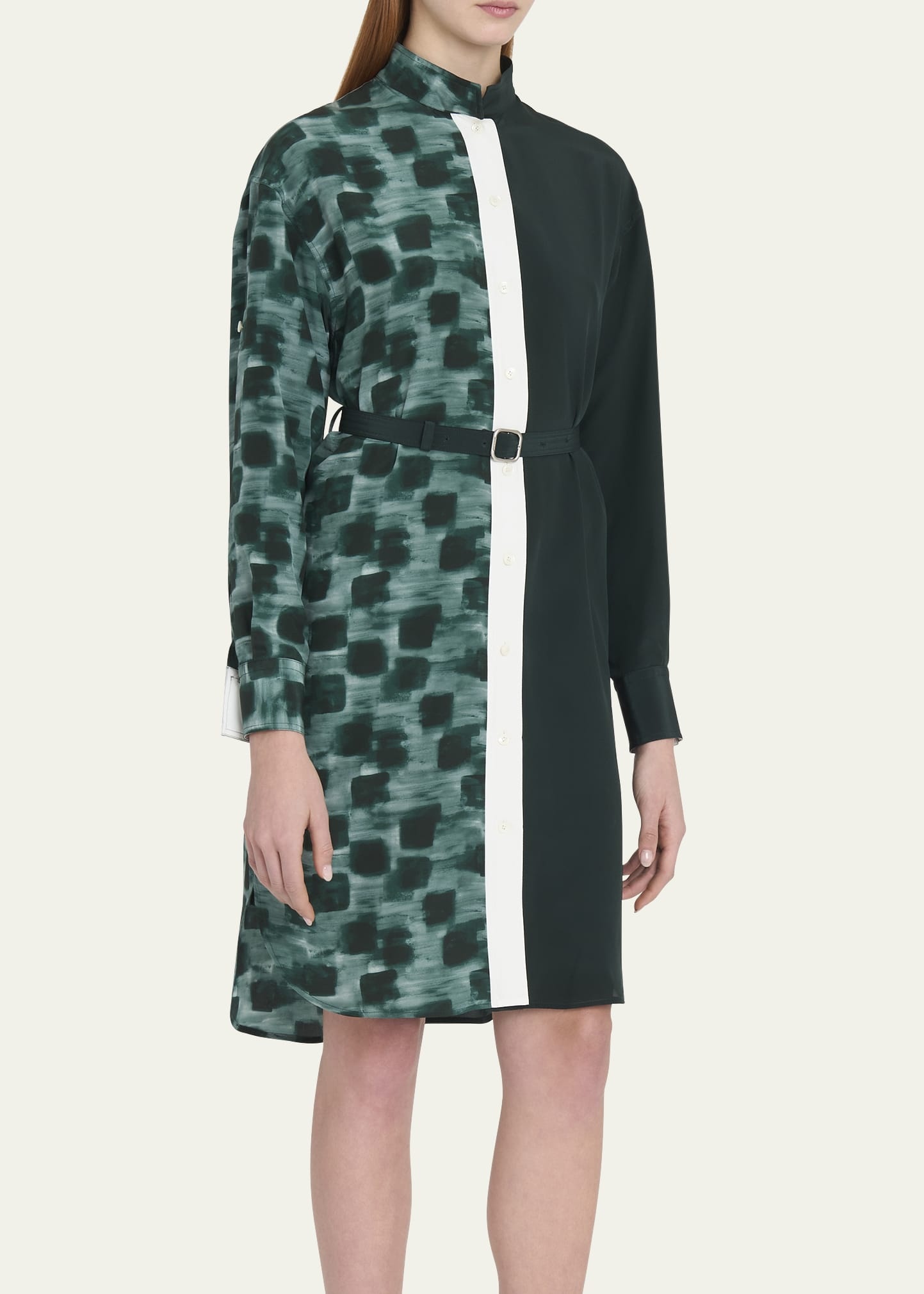 Painted Colorblock Silk Shirtdress - 4