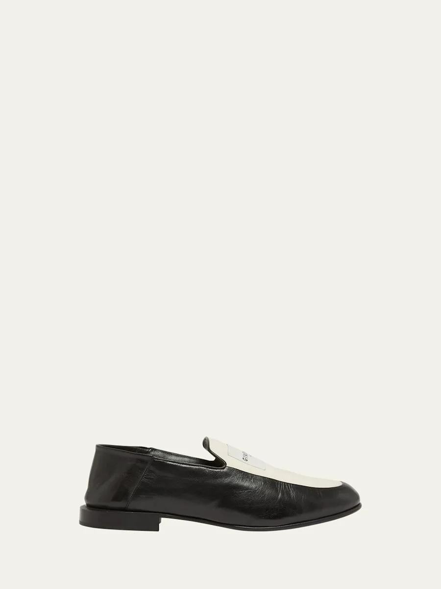 Men's Label Leather and Canvas Loafers - 1