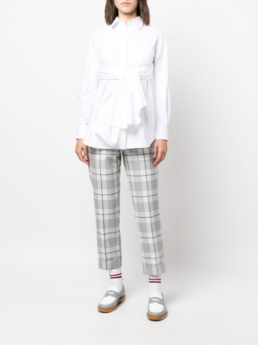 cross-strap belted waist shirt - 2