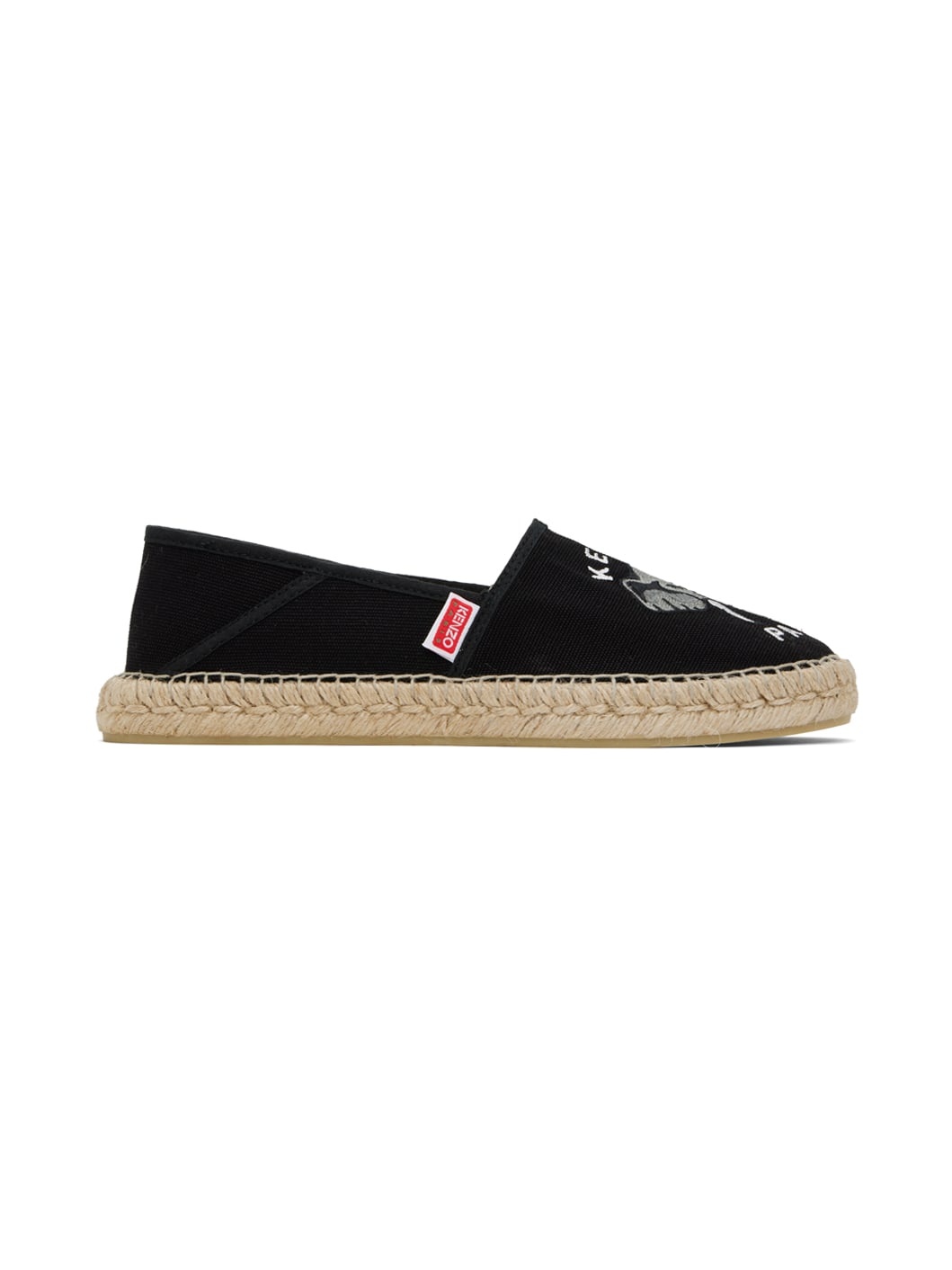 Black Kenzo Paris Elephant Embroidered Canvas Espadrilles - 1