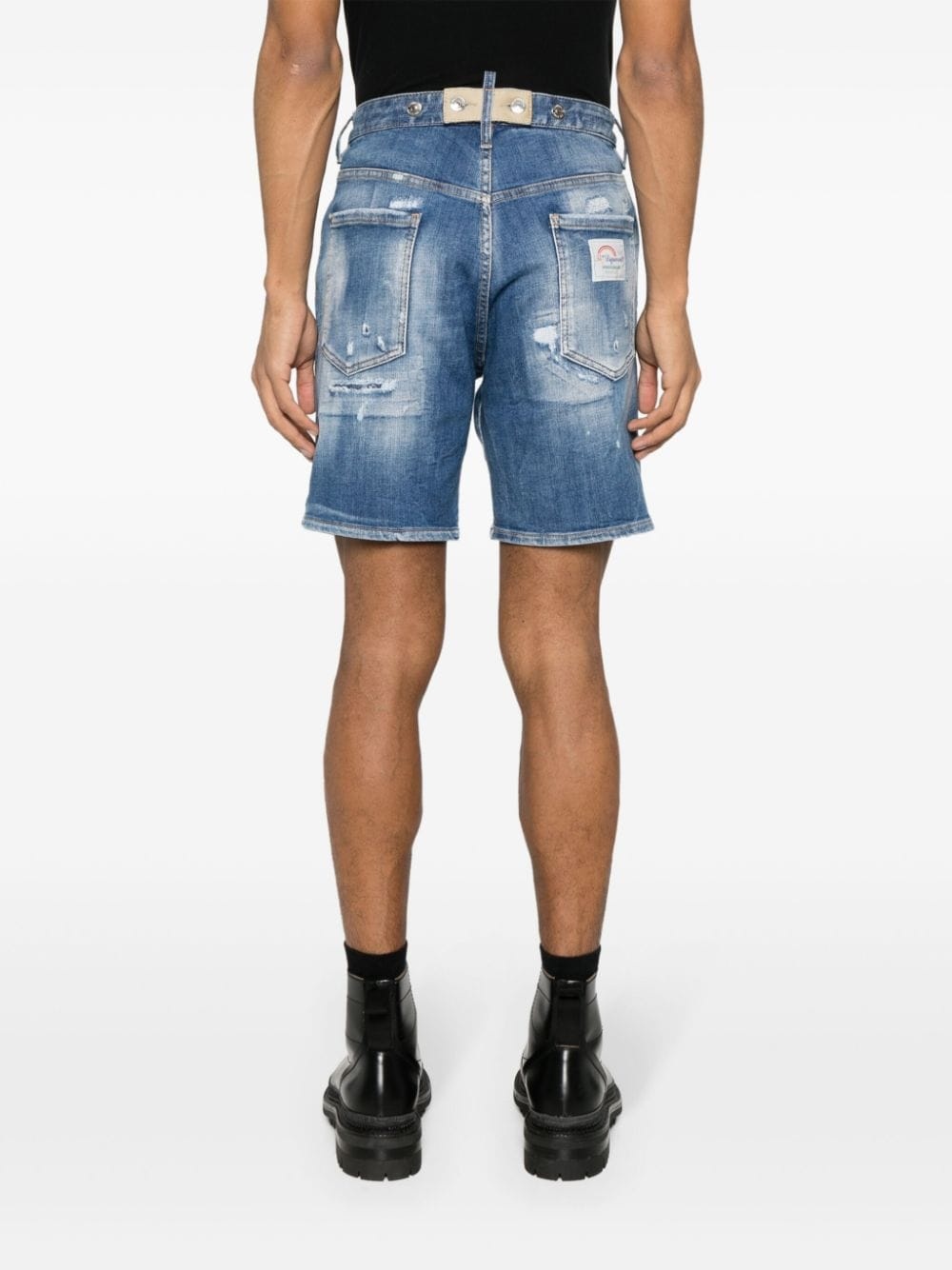 distressed denim shorts - 4
