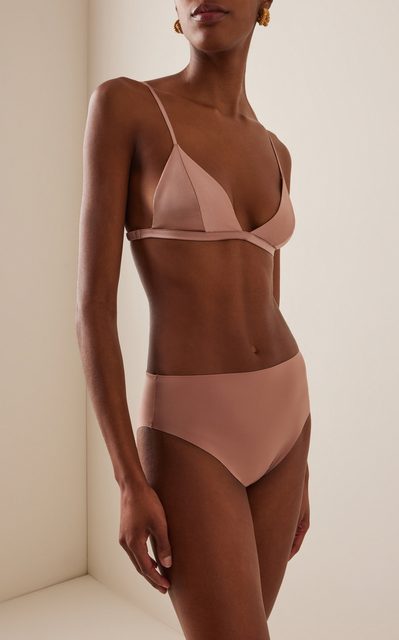 Fleur du Mal Luxe Stretch-Silk Triangle Bra tan outlook