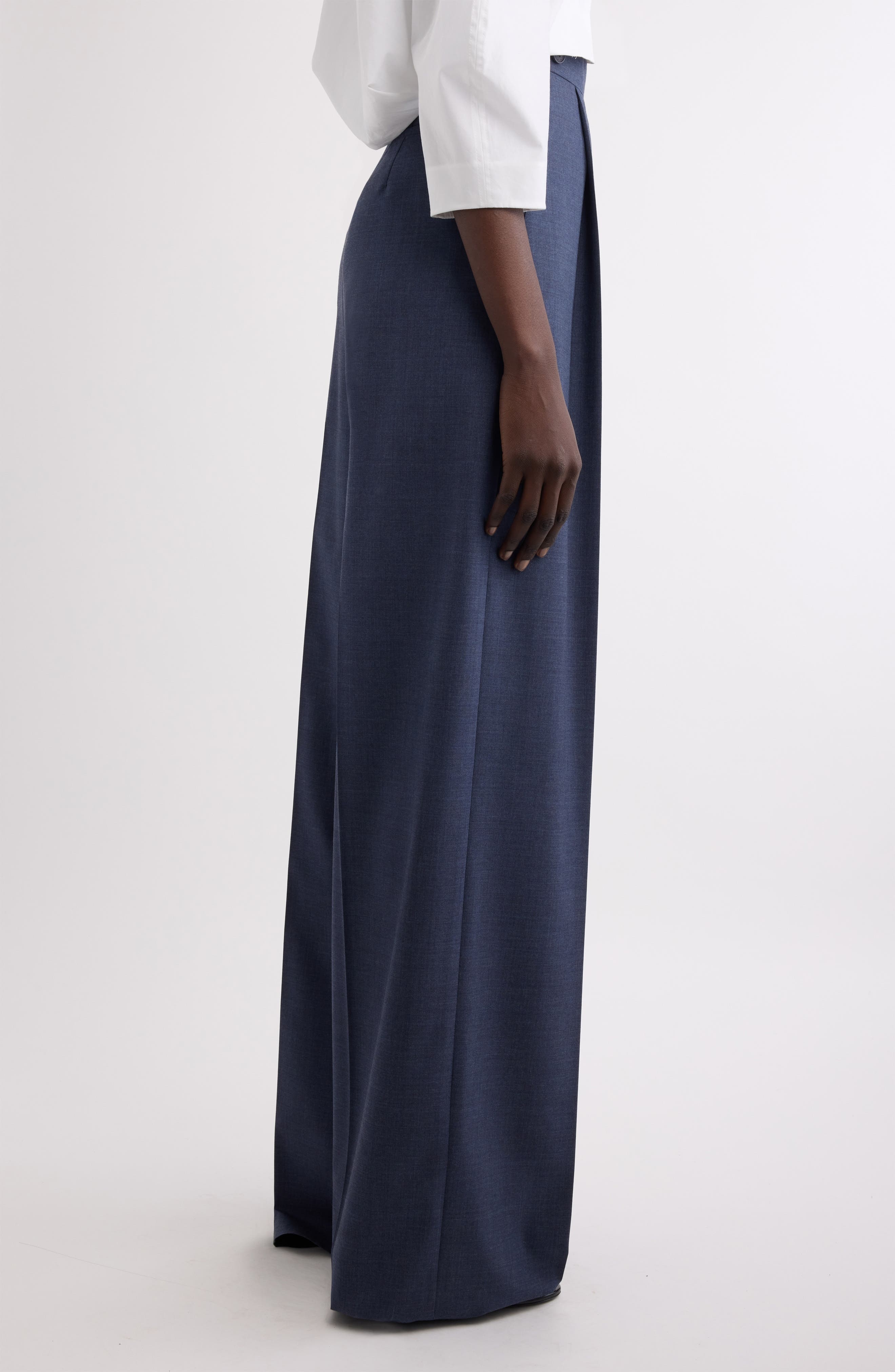 Givenchy Pleated Wool Wide Leg Pants in Denim Blue at Nordstrom - 4