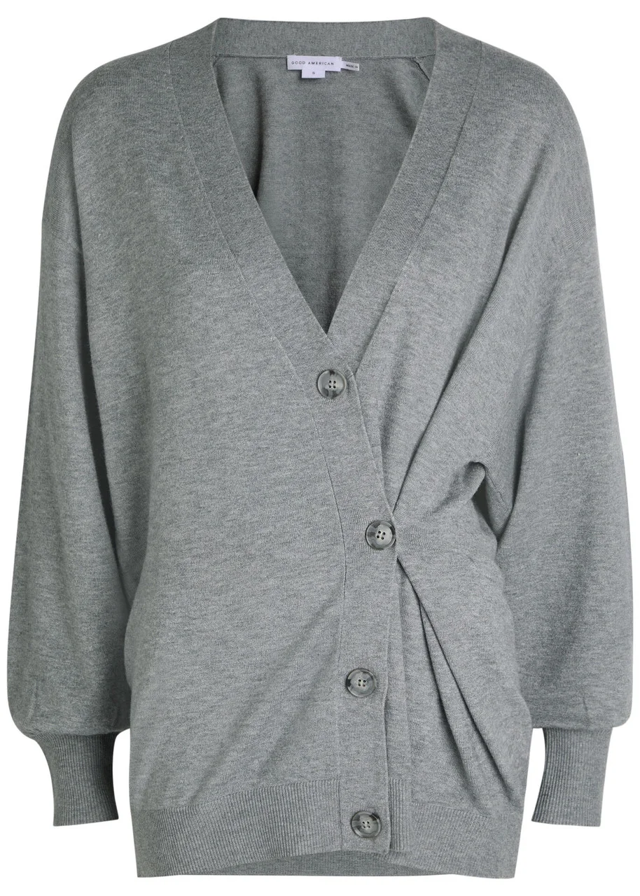 Good American Asymmetric Fine-knit Cardigan - 1