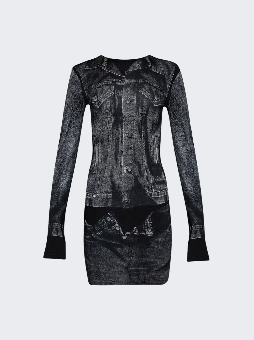 L'oeil Tattoo Short Dress Black And Grey - 1