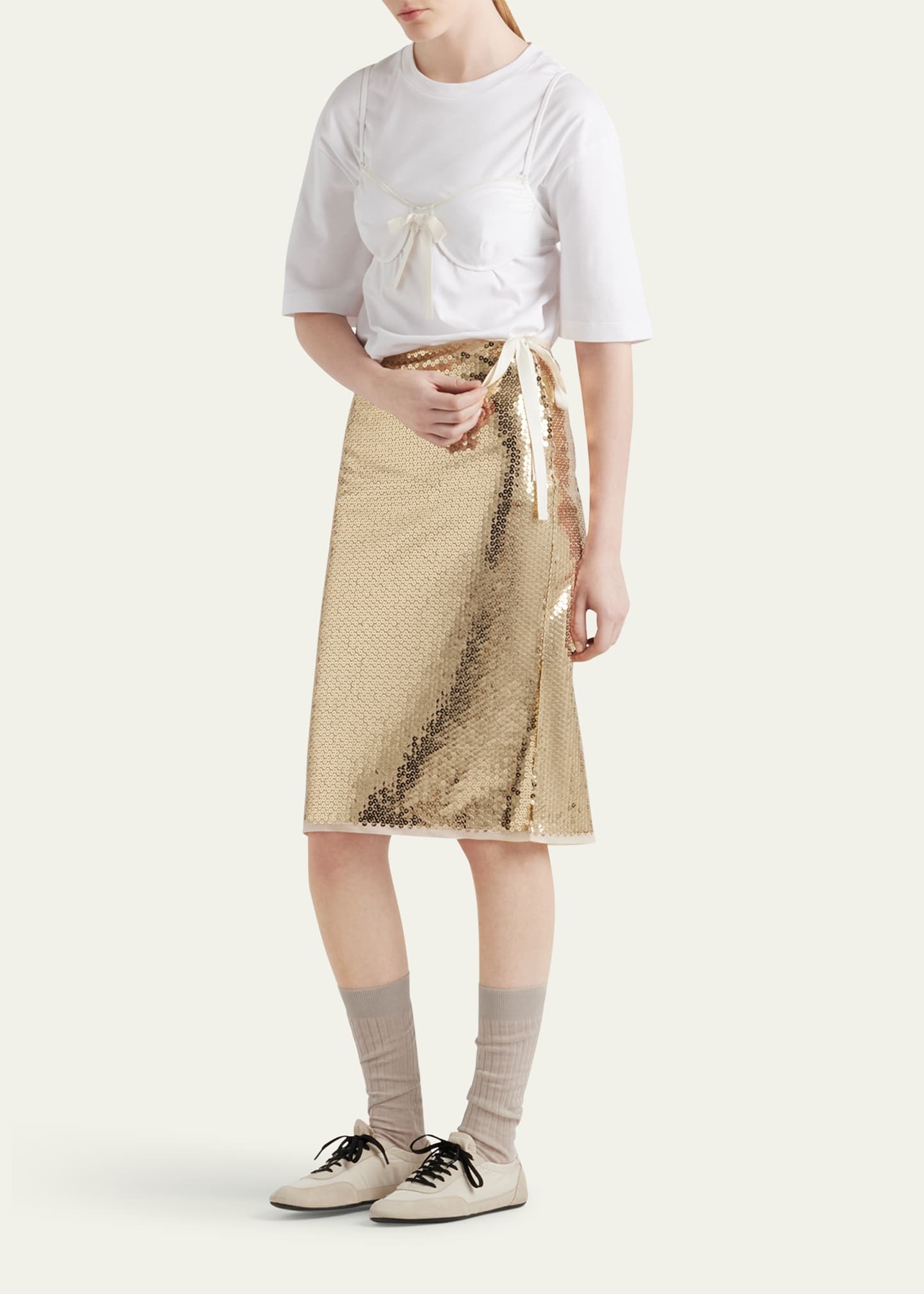 Sequined Side-Tie Skirt - 2