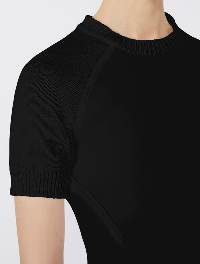 Short-sleeve stretch cotton top - black 5