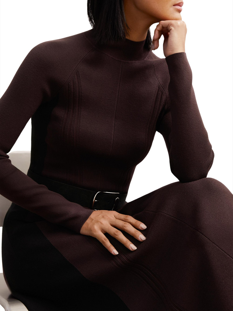 Women's Zaya Contrast-Panel Midi-Sweaterdress - Plum Black 4