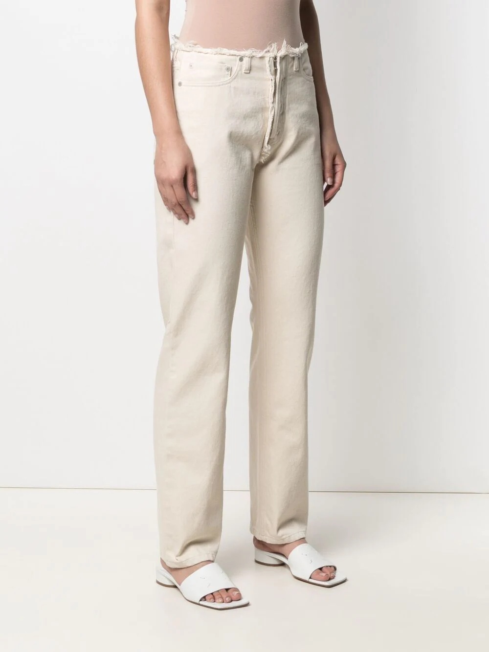frayed straight-leg jeans - 3