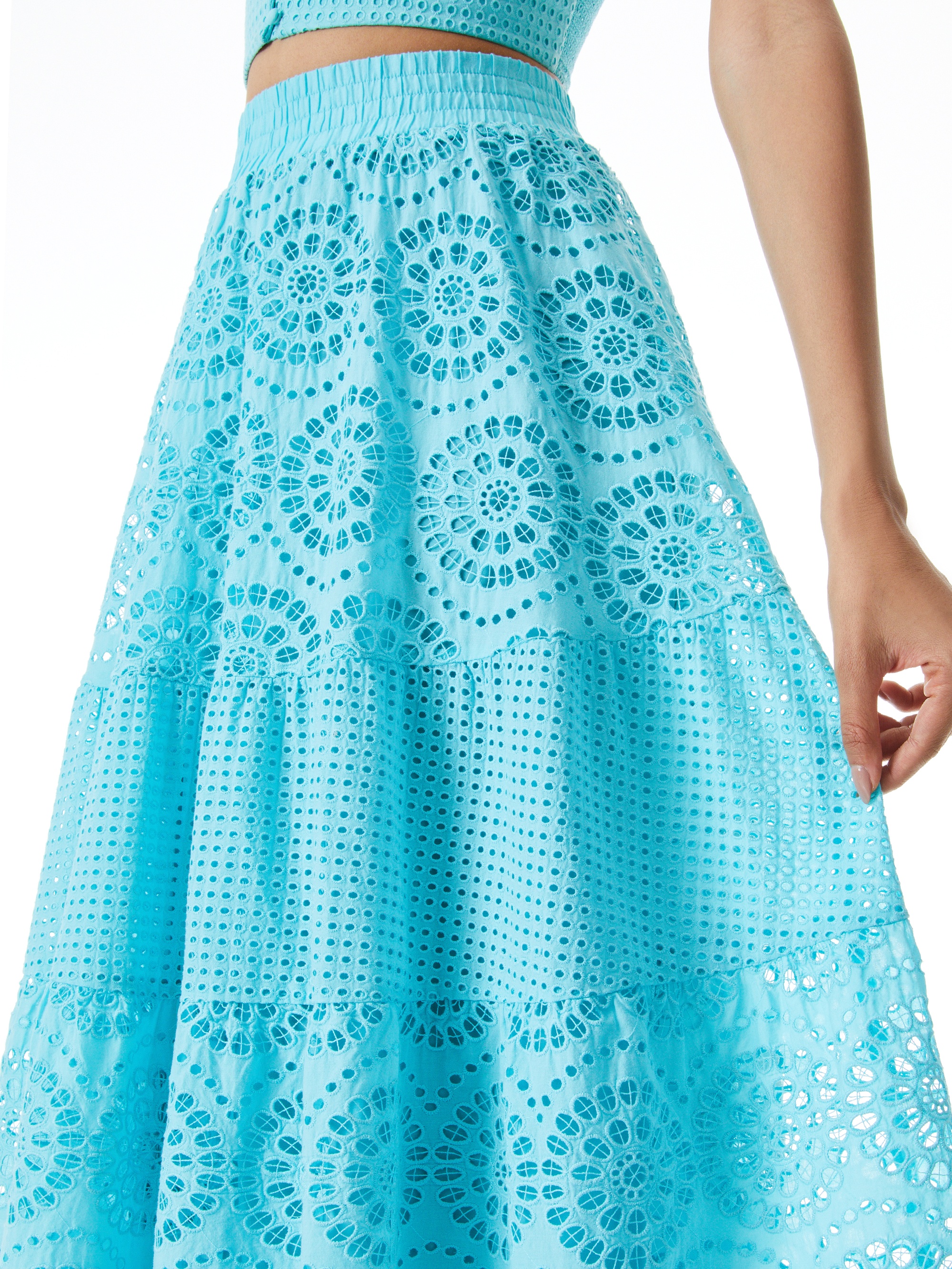 MELONY EYELET MIDI SKIRT - 5