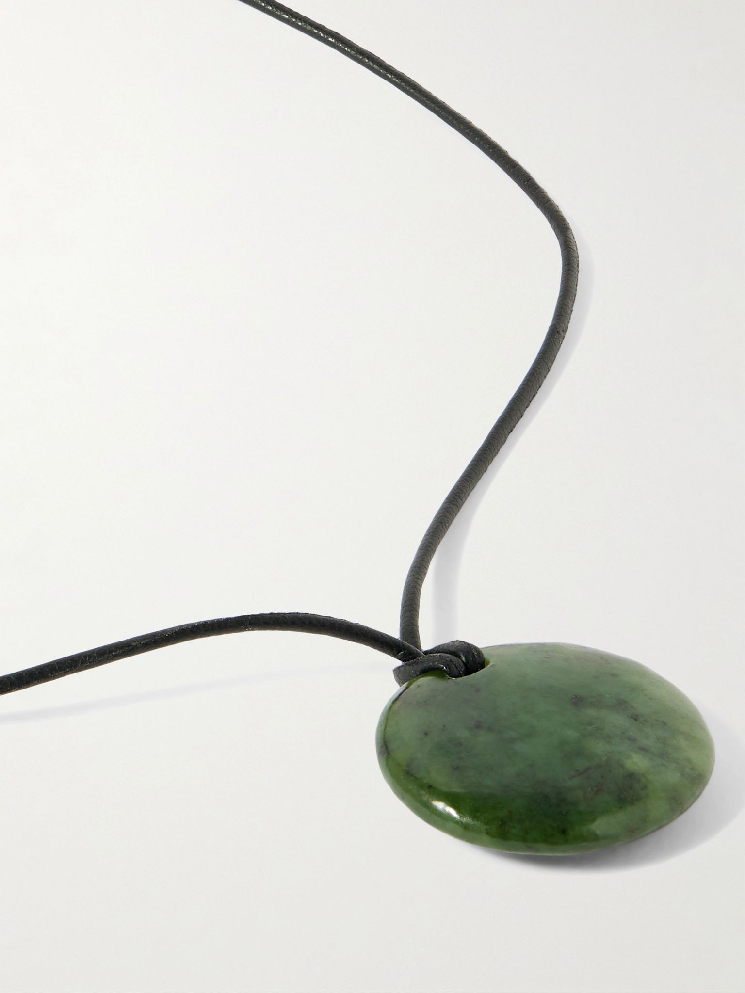 Small Full Moon cord, jade and silver necklace Jade - 4