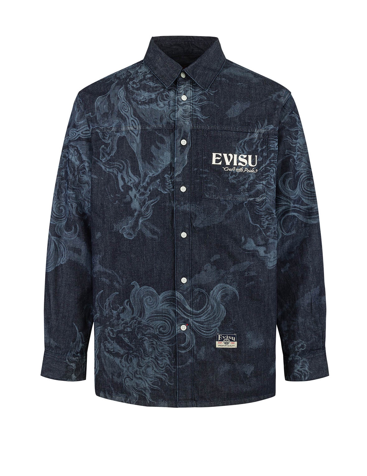 Hakutaku Laser Printed Relax Fit Denim shirt - 13