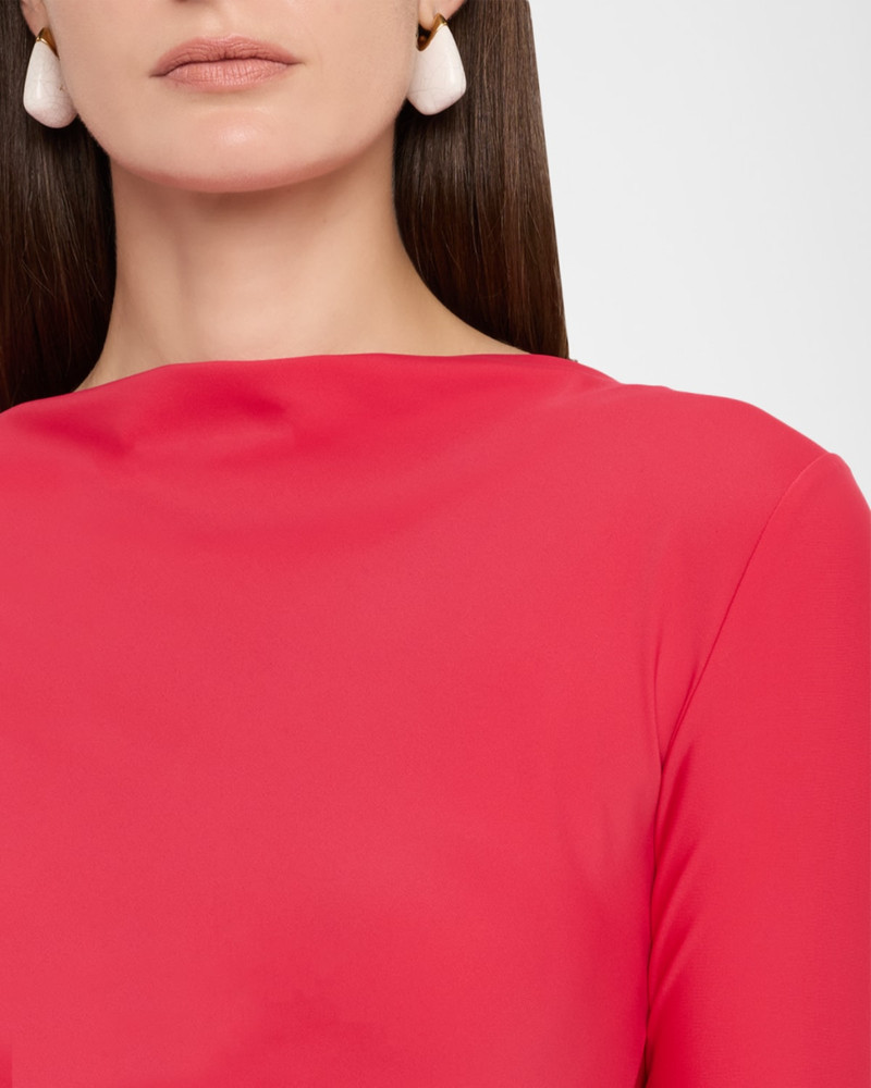 Matte Jersey Long-Sleeve Ruched Gown 5