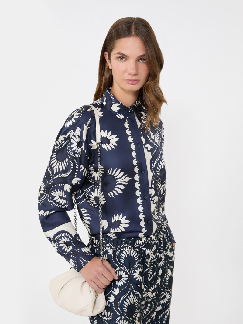 LASTRA Printed silk patchwork shirt - NAVY 5
