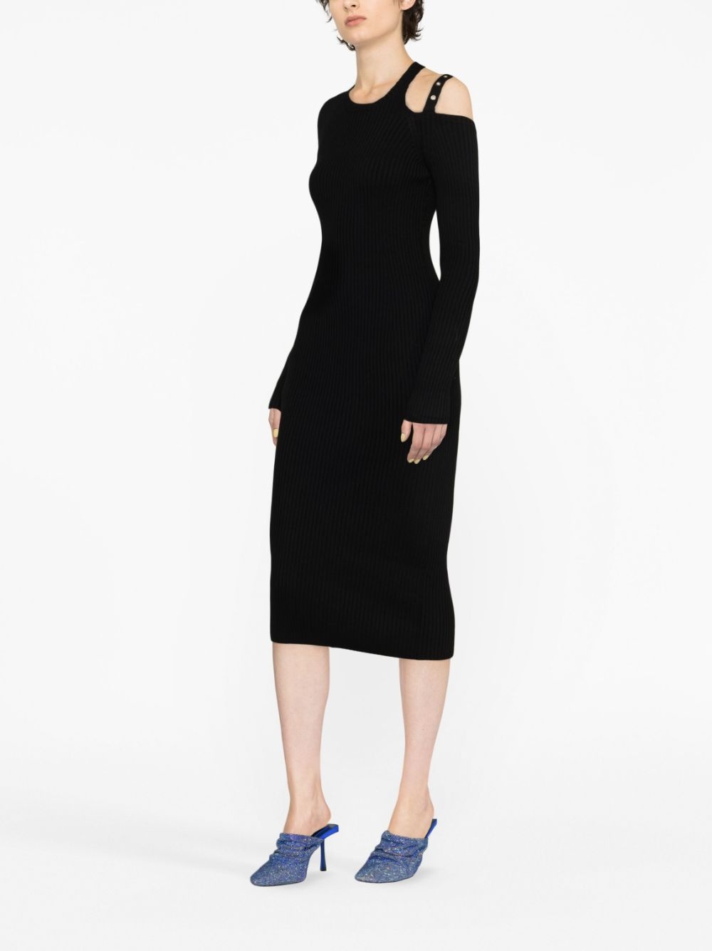 eyelet-embellished cut-out dress - 4