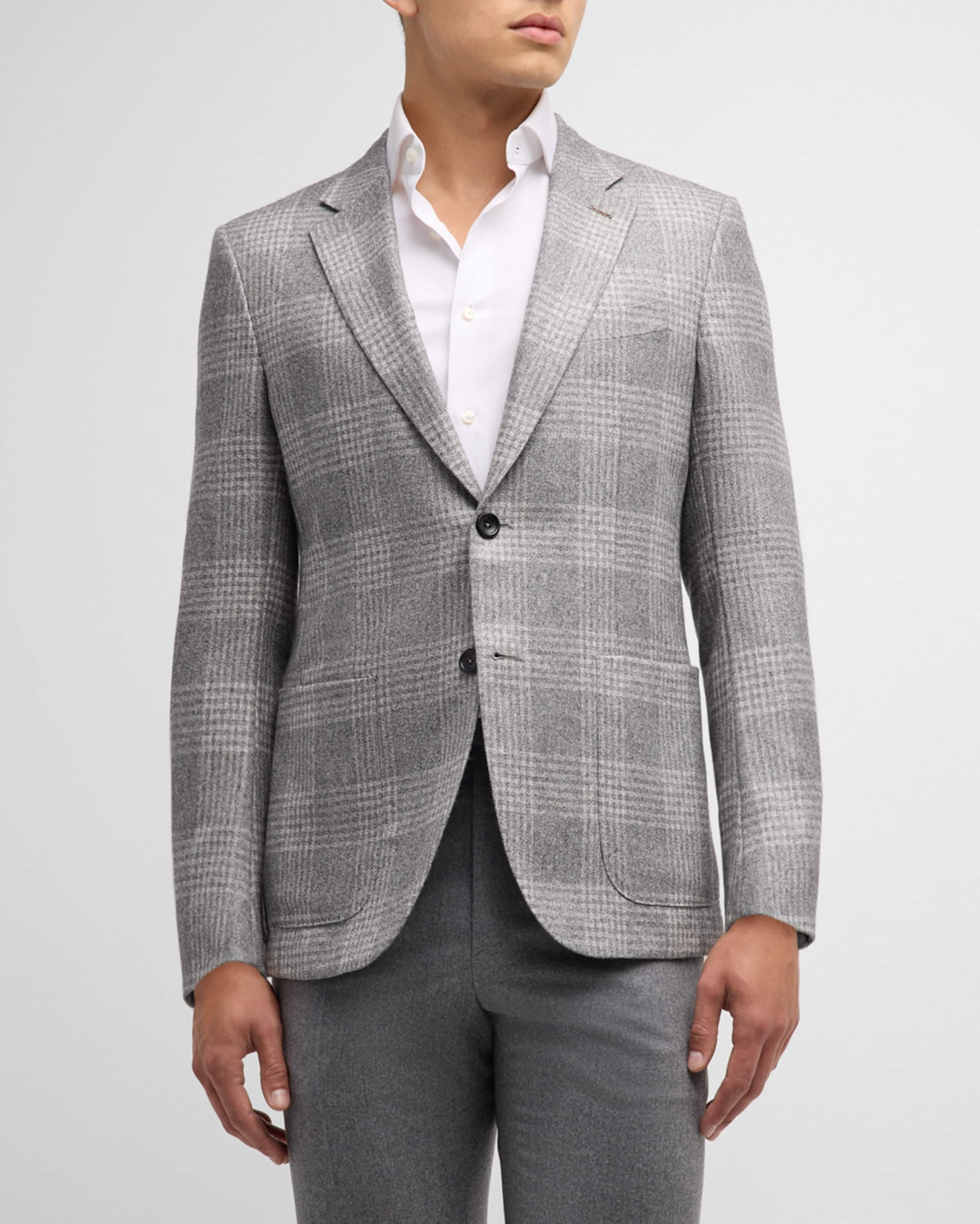 Men's Silk-Cashmere Plaid Sport Coat - 1