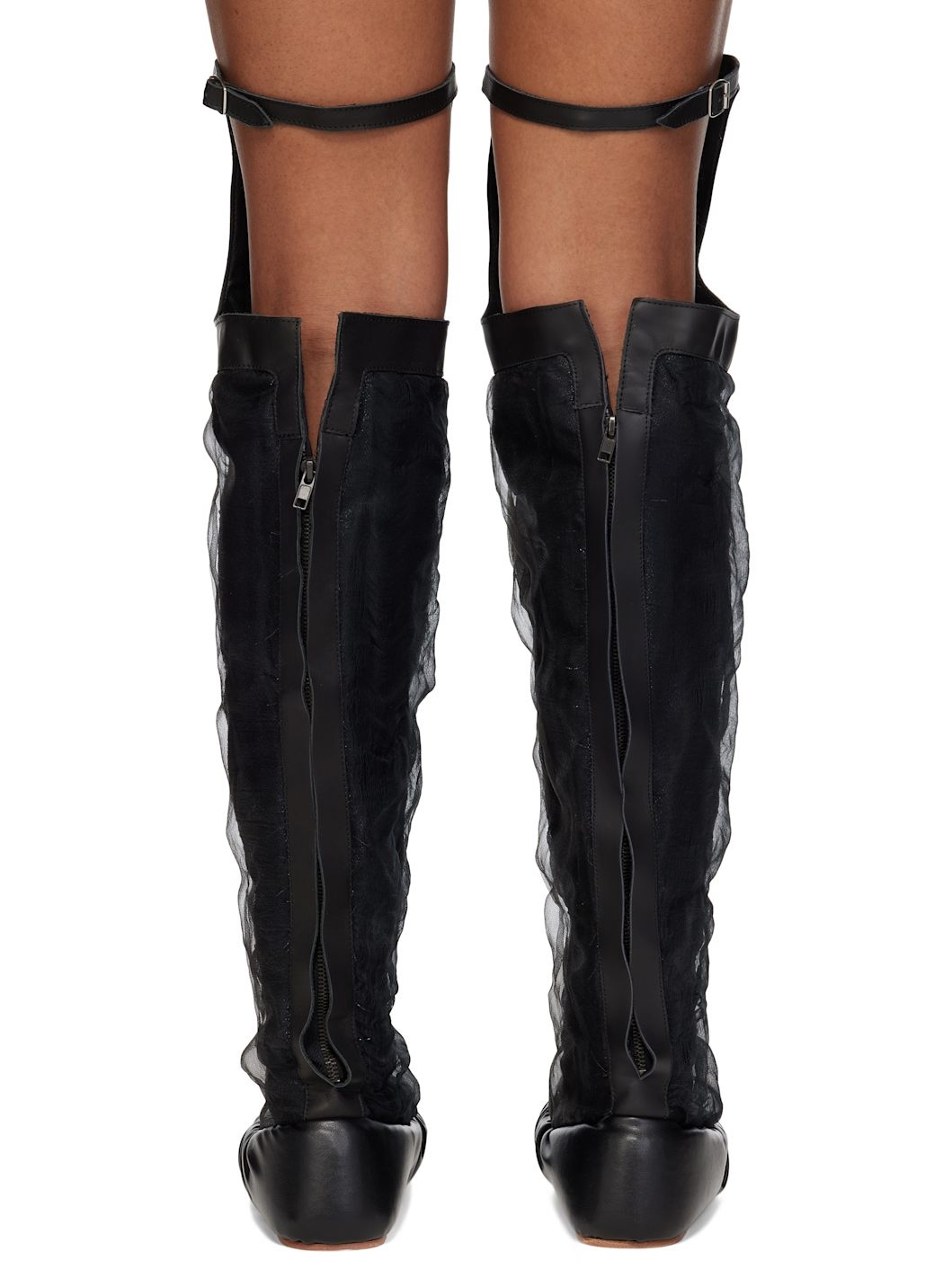 Black Sheer Ballerina Tall Boots - 2