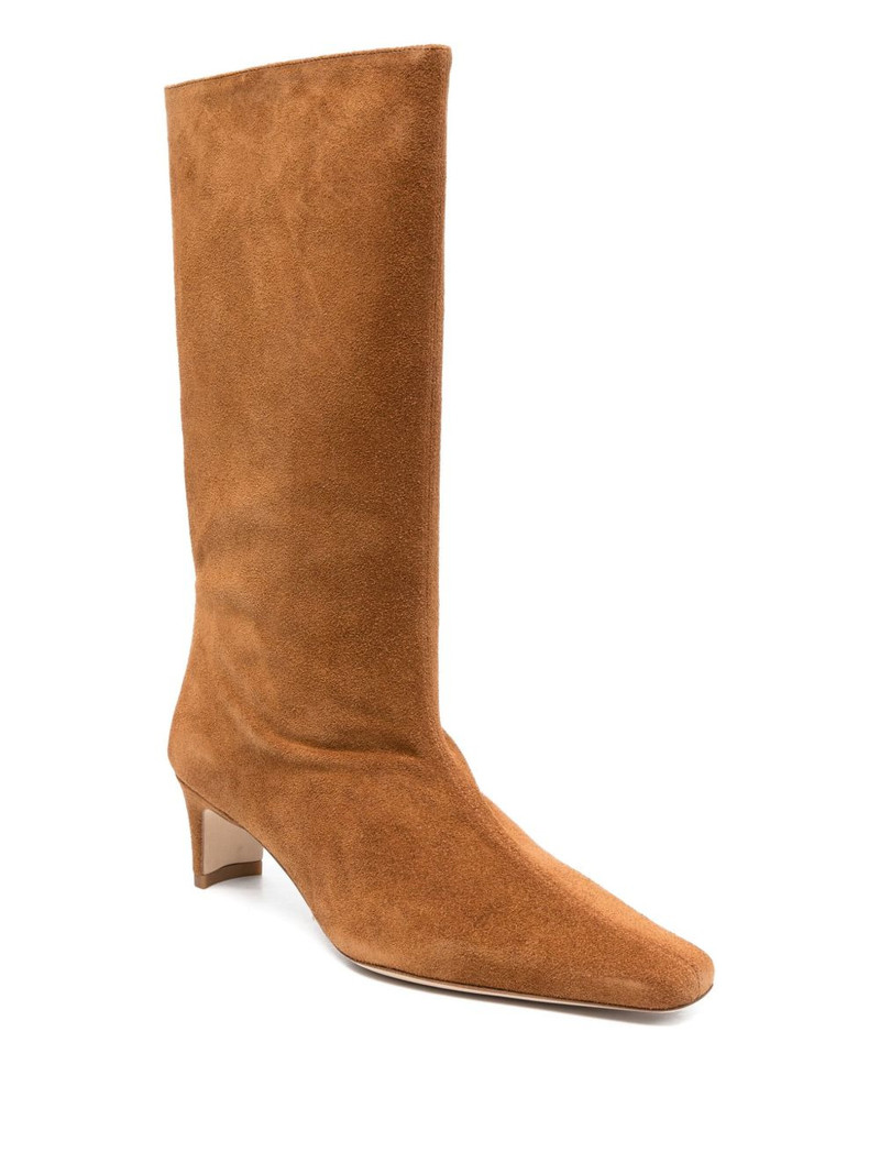 STAUD 60mm Wally suede leather pointed-toe boots outlook