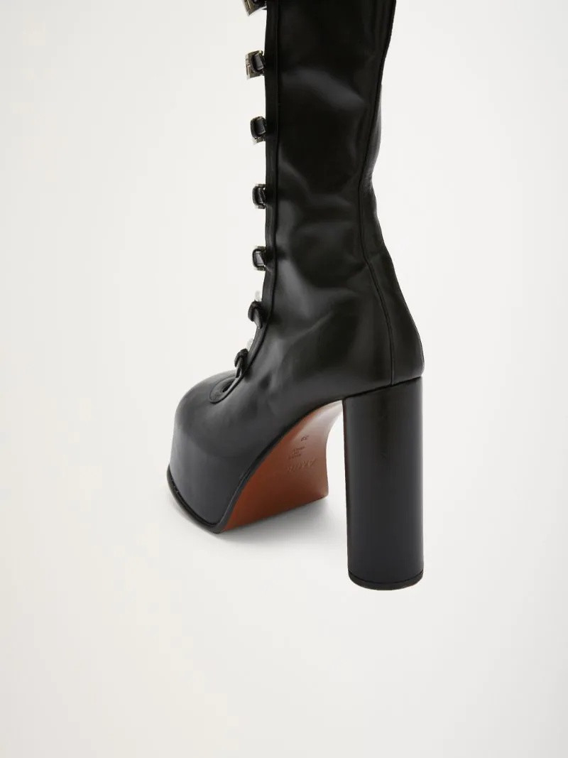 "A" BUCKLE KNEE BOOTS 5