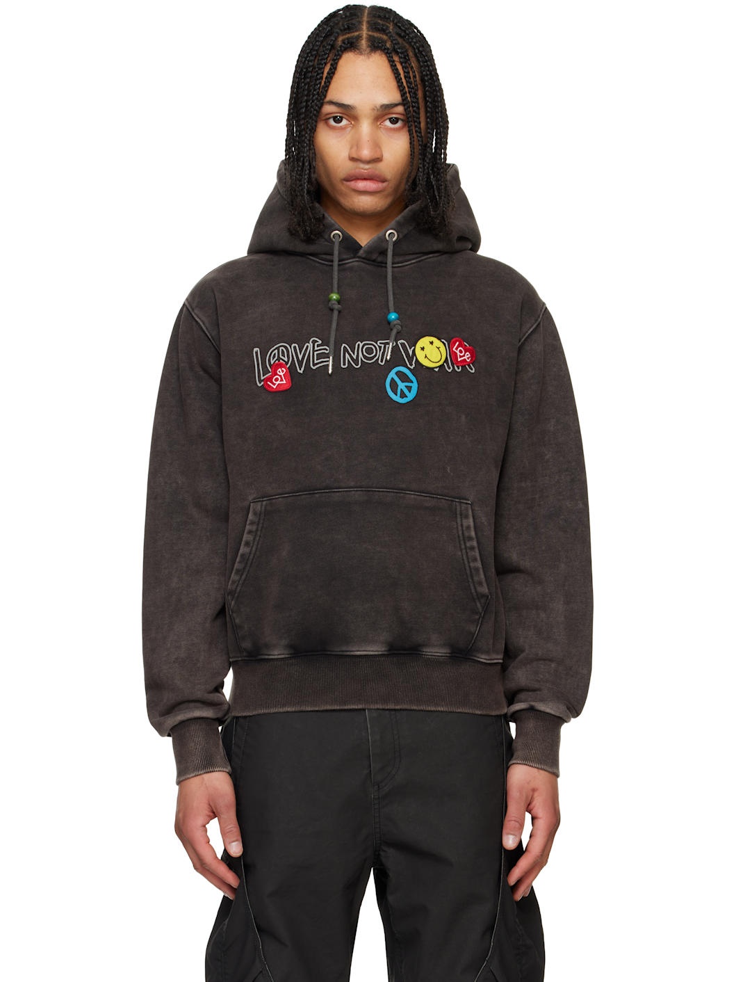 Black 'Love' Dyed Hoodie - 1