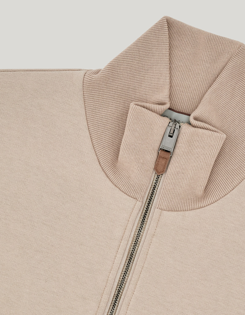 BEIGE COTTON BLEND ZIPPERED SWEATSHIRT 6