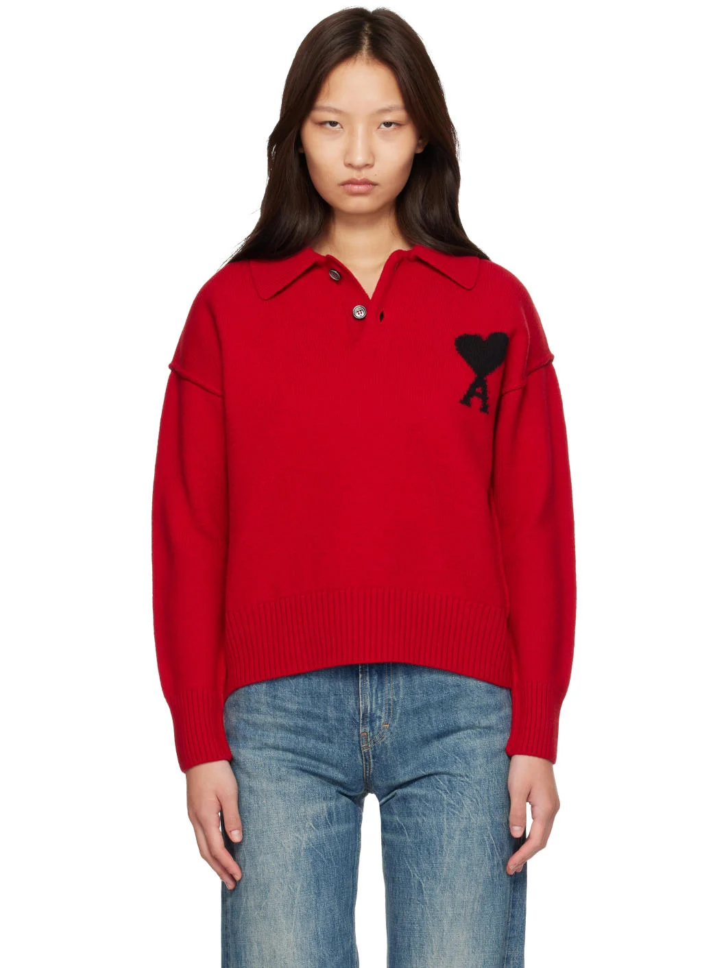 Red Wool Ami de Coeur Polo - 1