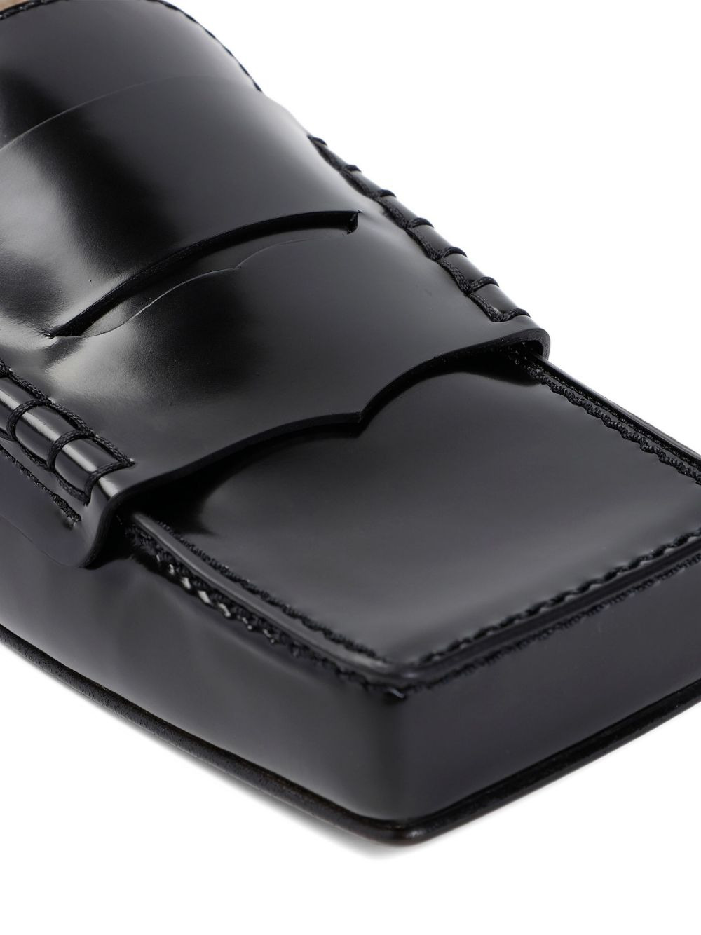 leather square-toe loafers - 4