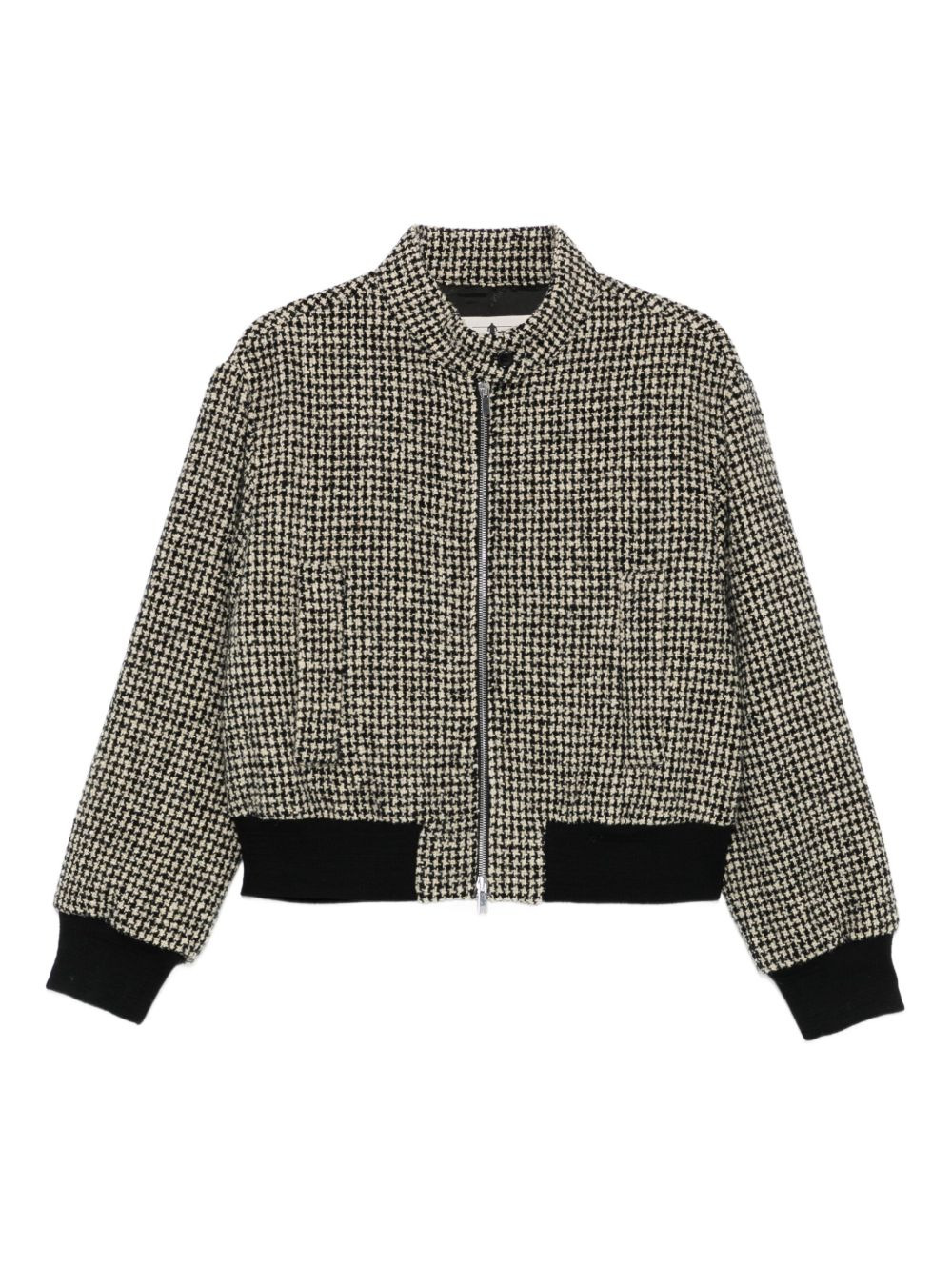 houndstooth zip-front jacket - 1