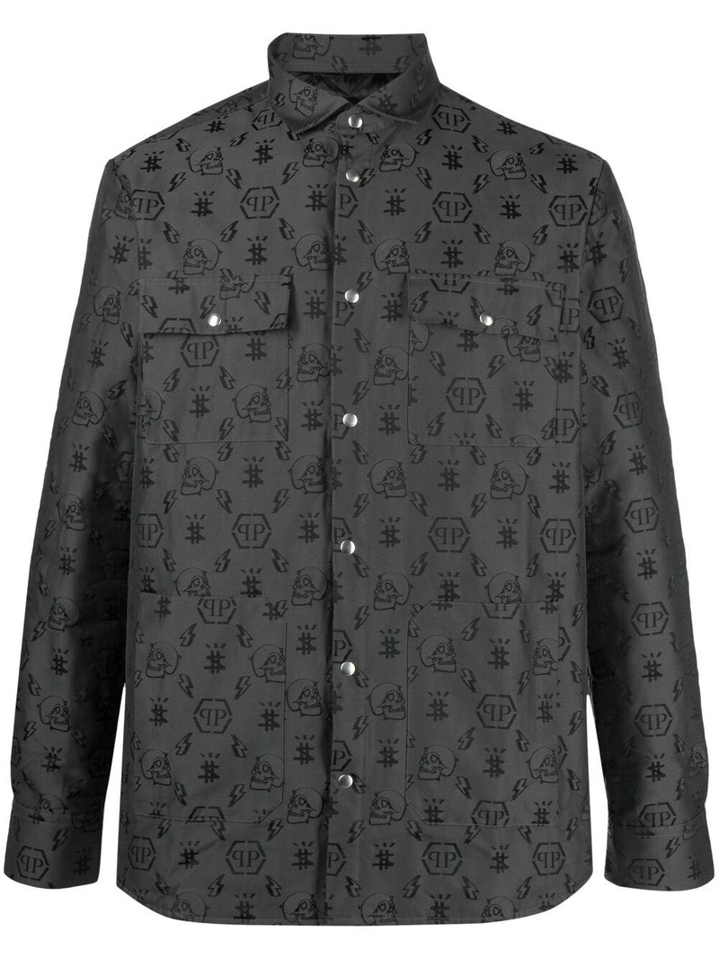 monogram embroidery long-sleeved shirt 1